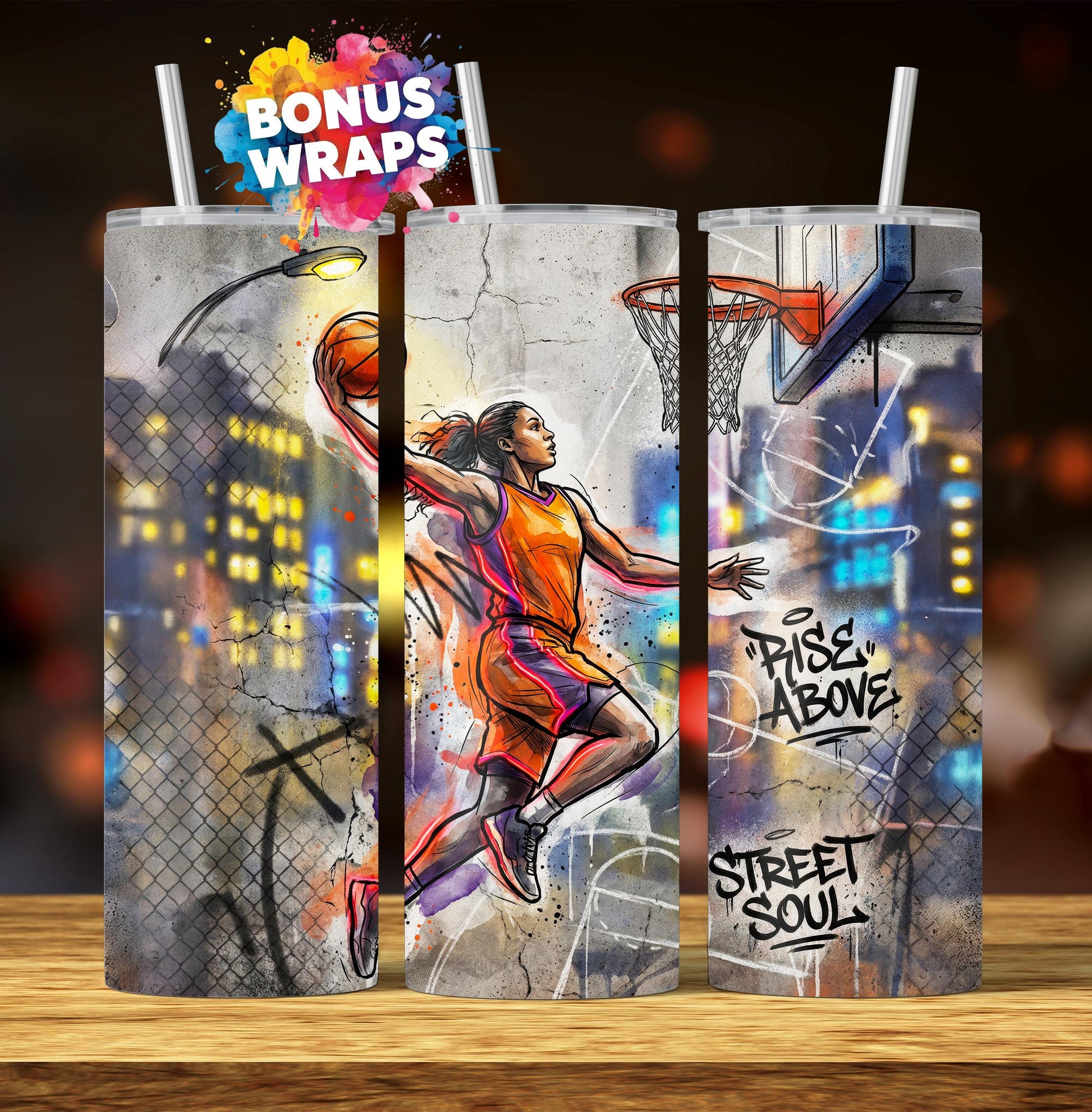 Basketball Tumbler Wrap, 20 oz Skinny Tumbler Wrap Sublimation Design, Basketball Player Seamless Tumbler, Basketball Mom Tumbler