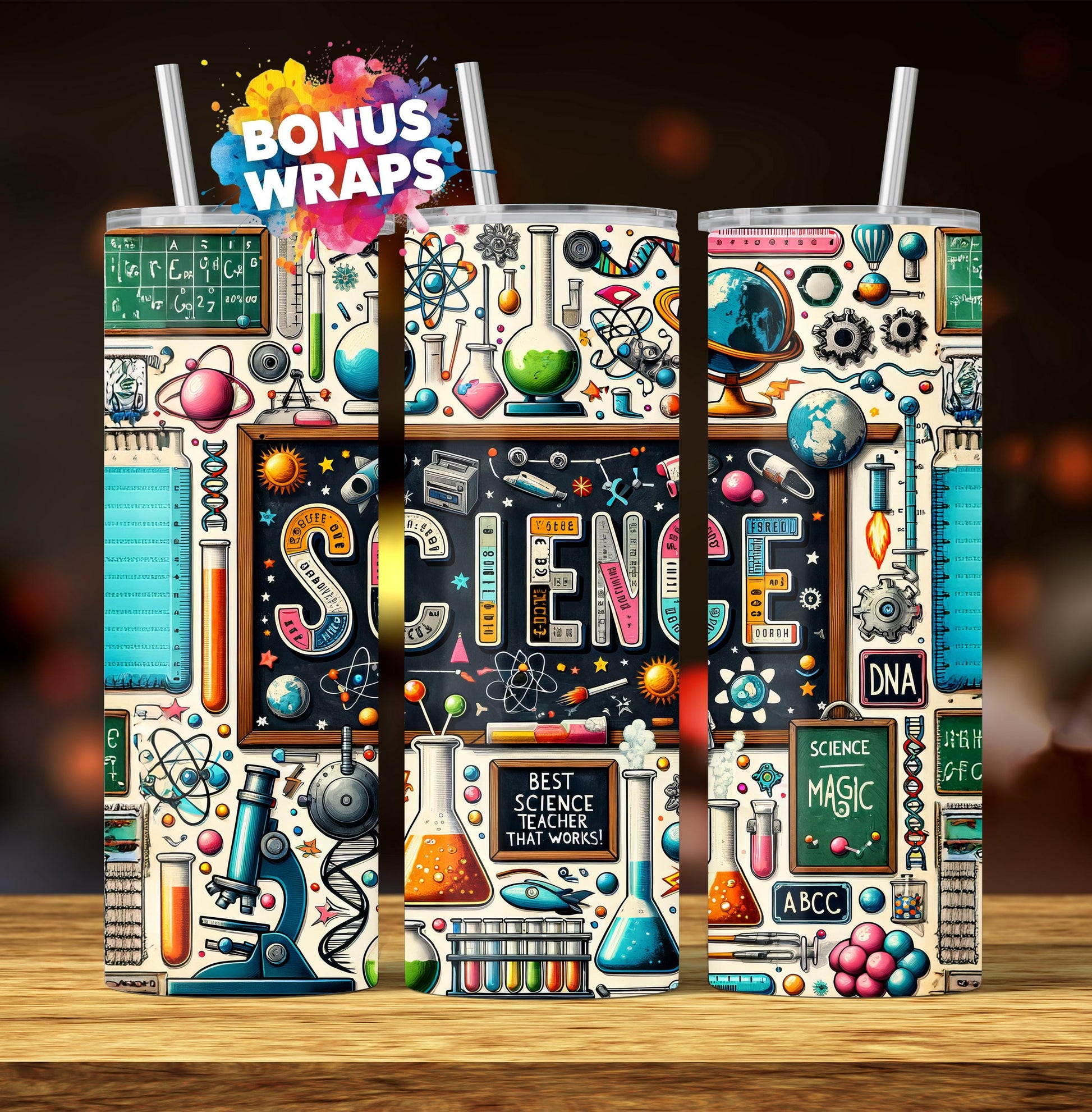 Teacher Life Tumbler Wrap, School Teaching Science 20 oz Skinny Tumbler Seamless Sublimation Design Digital Download PNG, Tumbler Wrap