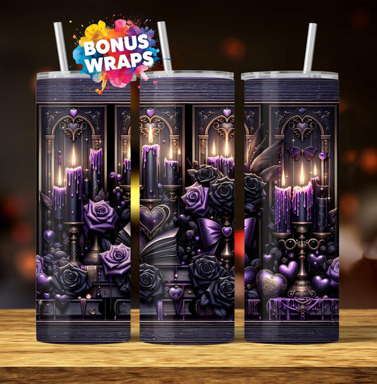 Romantasy Bookish 20oz Skinny Tumbler Wrap Sublimation Seamless Design Digital Download PNG, Dark Romance Books