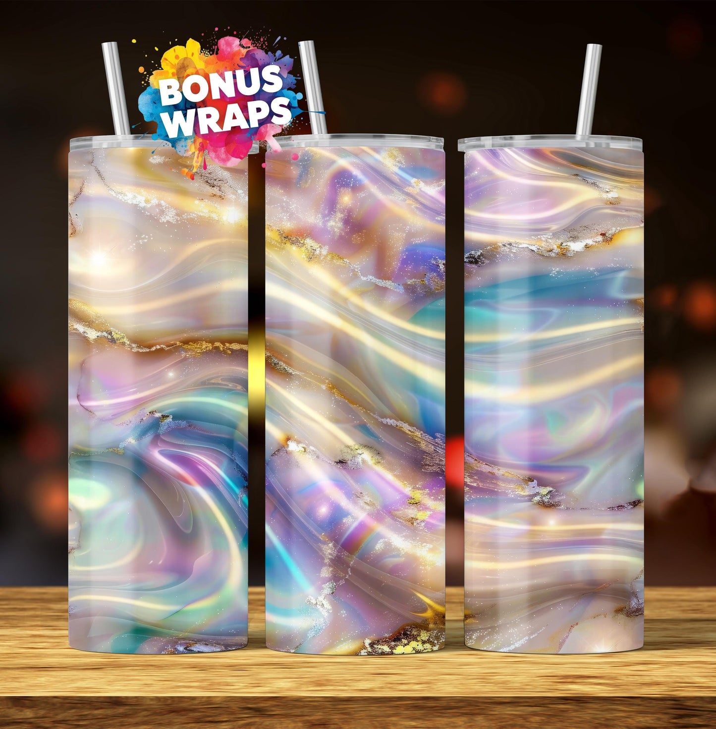 Seamless Opal and Gold Glitter 20oz Skinny Tumbler, Marble Seamless Sublimation Design Templates, Girly Tumbler PNG Digital Download