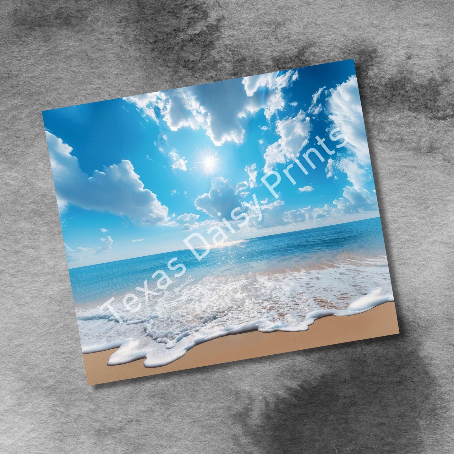 Beach Sunrise 20oz Skinny Tumbler Sublimation Templates, Tropical Ocean Scene Seamless Straight PNG Digital Download
