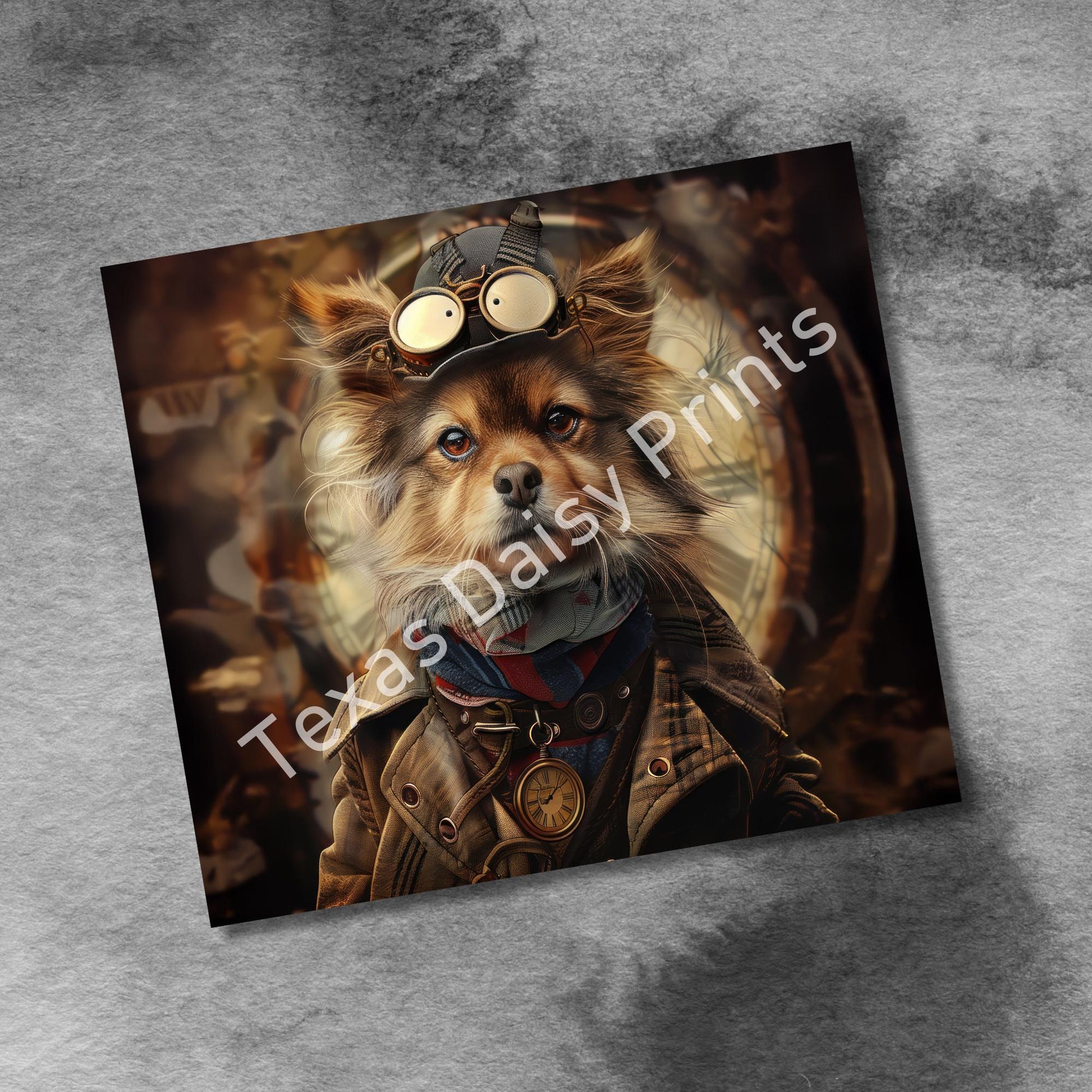 Steampunk Dogs 20oz Skinny Tumbler Wrap, Vintage Dog Seamless Sublimation Design Templates, Tumbler Straight PNG Digital Download