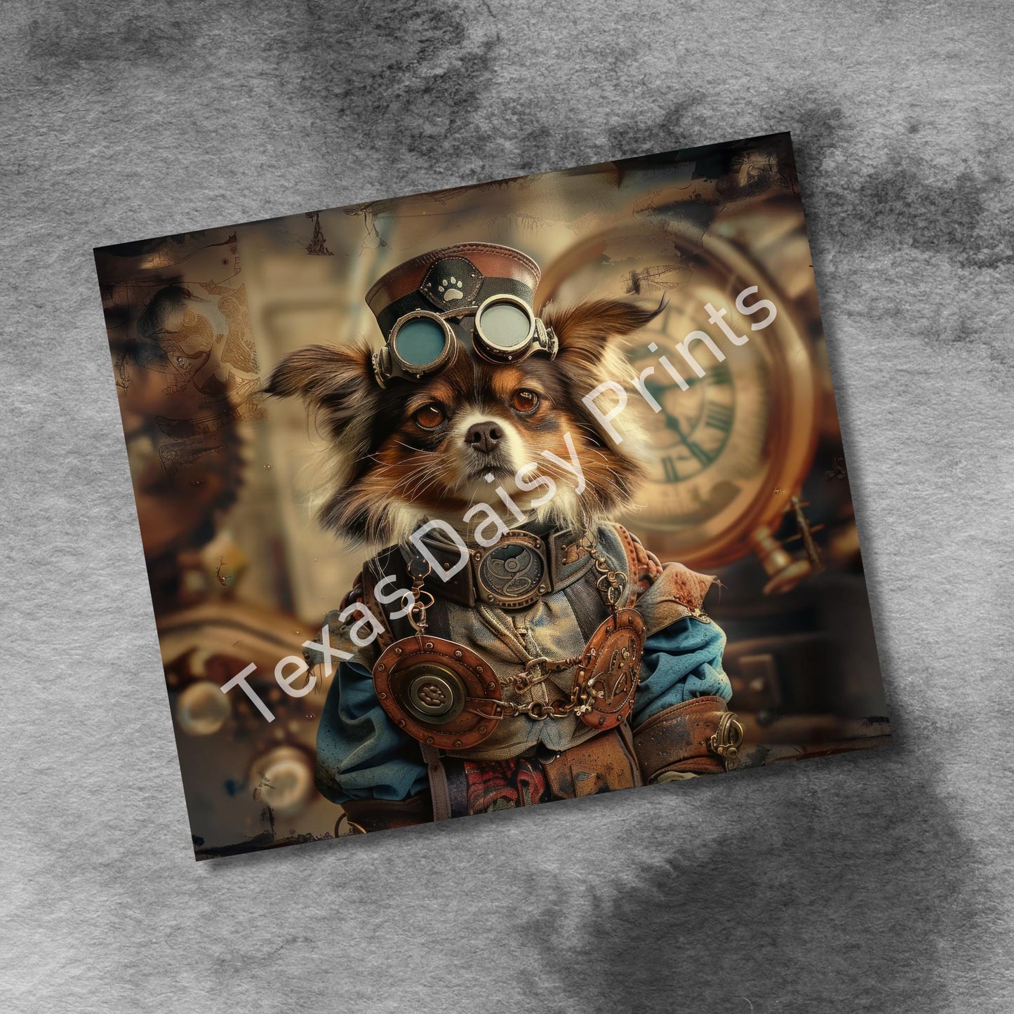 Steampunk Dogs 20oz Skinny Tumbler Wrap, Vintage Dog Seamless Sublimation Design Templates, Tumbler Straight PNG Digital Download