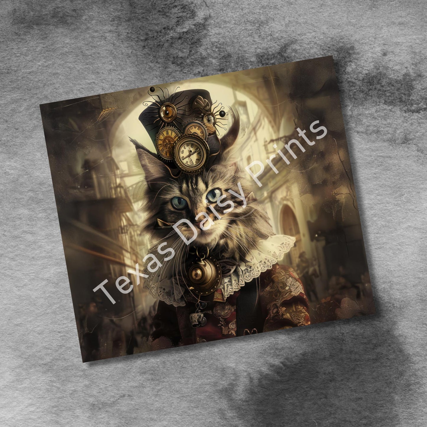 Steampunk Cats 20oz Skinny Tumbler Wrap, Vintage Cats Seamless Sublimation Design Templates, Tumbler Straight PNG Digital Download