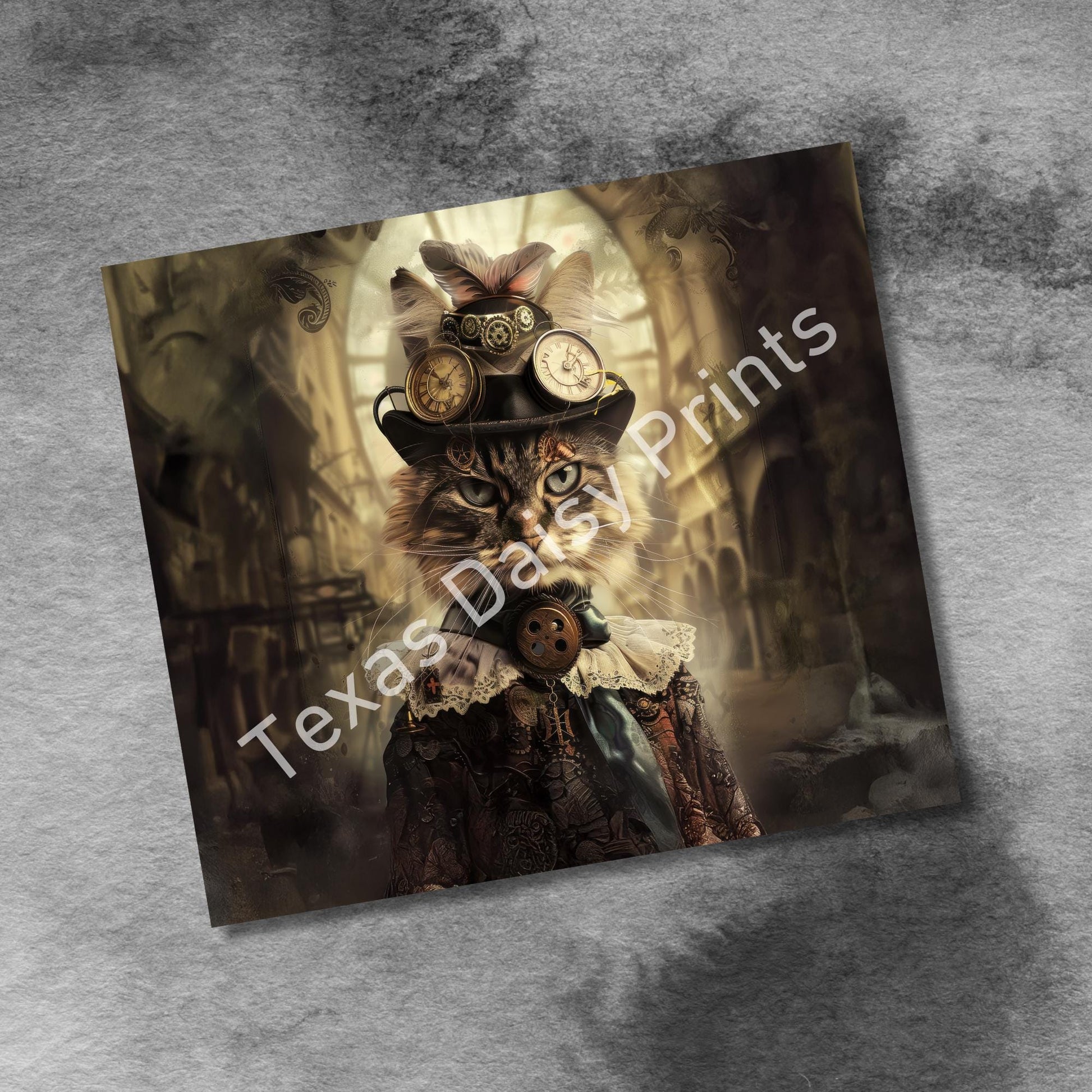 Steampunk Cats 20oz Skinny Tumbler Wrap, Vintage Cats Seamless Sublimation Design Templates, Tumbler Straight PNG Digital Download