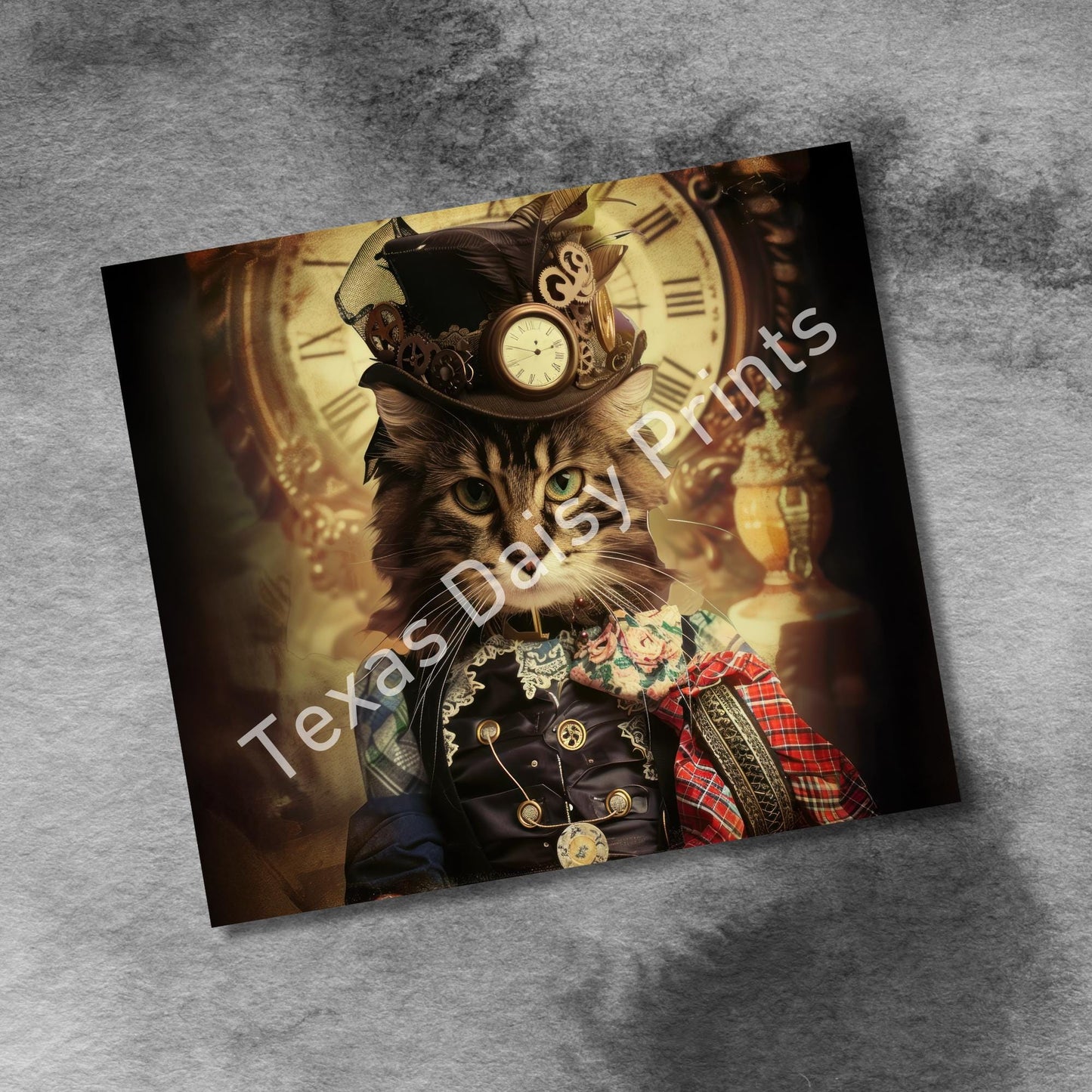 Steampunk Cats 20oz Skinny Tumbler Wrap, Vintage Cats Seamless Sublimation Design Templates, Tumbler Straight PNG Digital Download