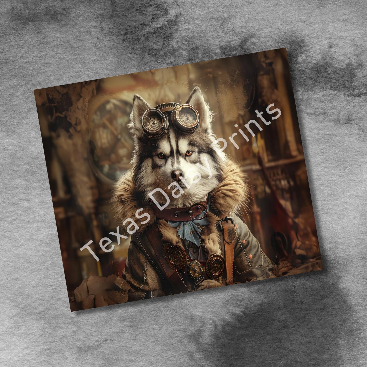 Steampunk Dogs 20oz Skinny Tumbler Wrap, Vintage Dog Seamless Sublimation Design Templates, Tumbler Straight PNG Digital Download