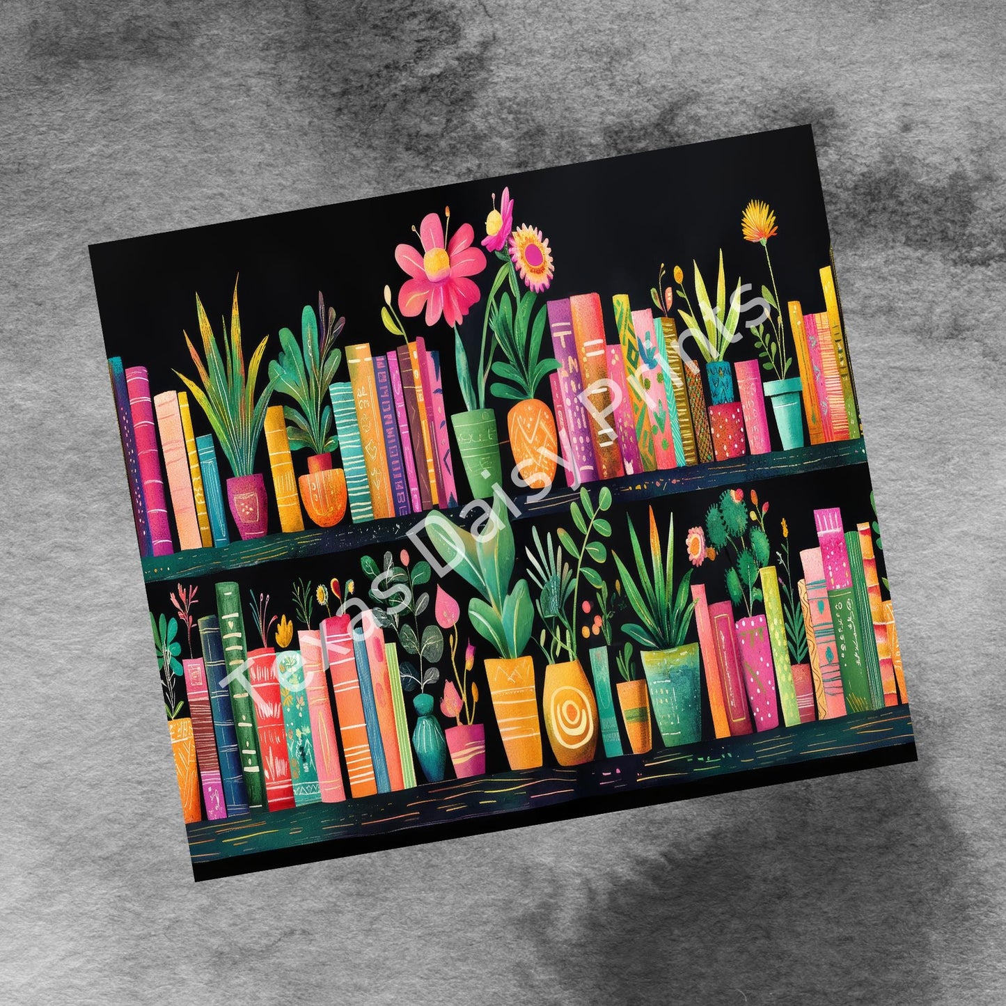 Book Lover 20oz Skinny Tumbler Wrap, Book Lover Spring Flowers Seamless 20 oz digital PNG Straight Tumbler Wrap