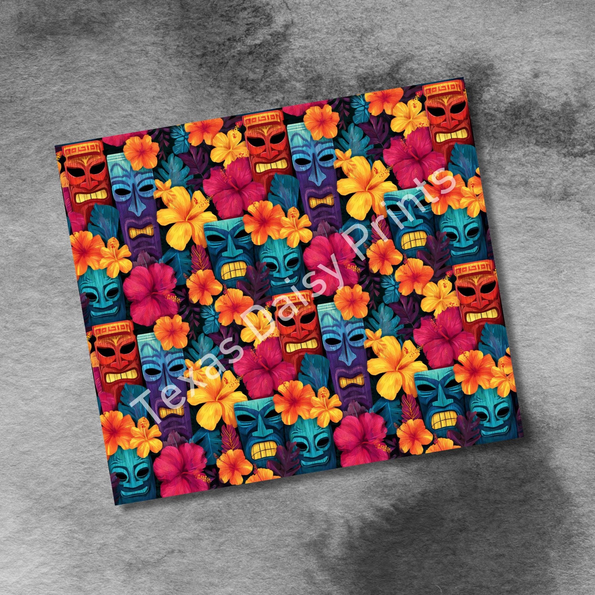 Tiki Tumbler Wrap 20 oz Skinny Tumbler Sublimation Design, Beach Tumbler Wrap, Tropical Tumbler, Hawaiian Tiki PNG, Digital Download