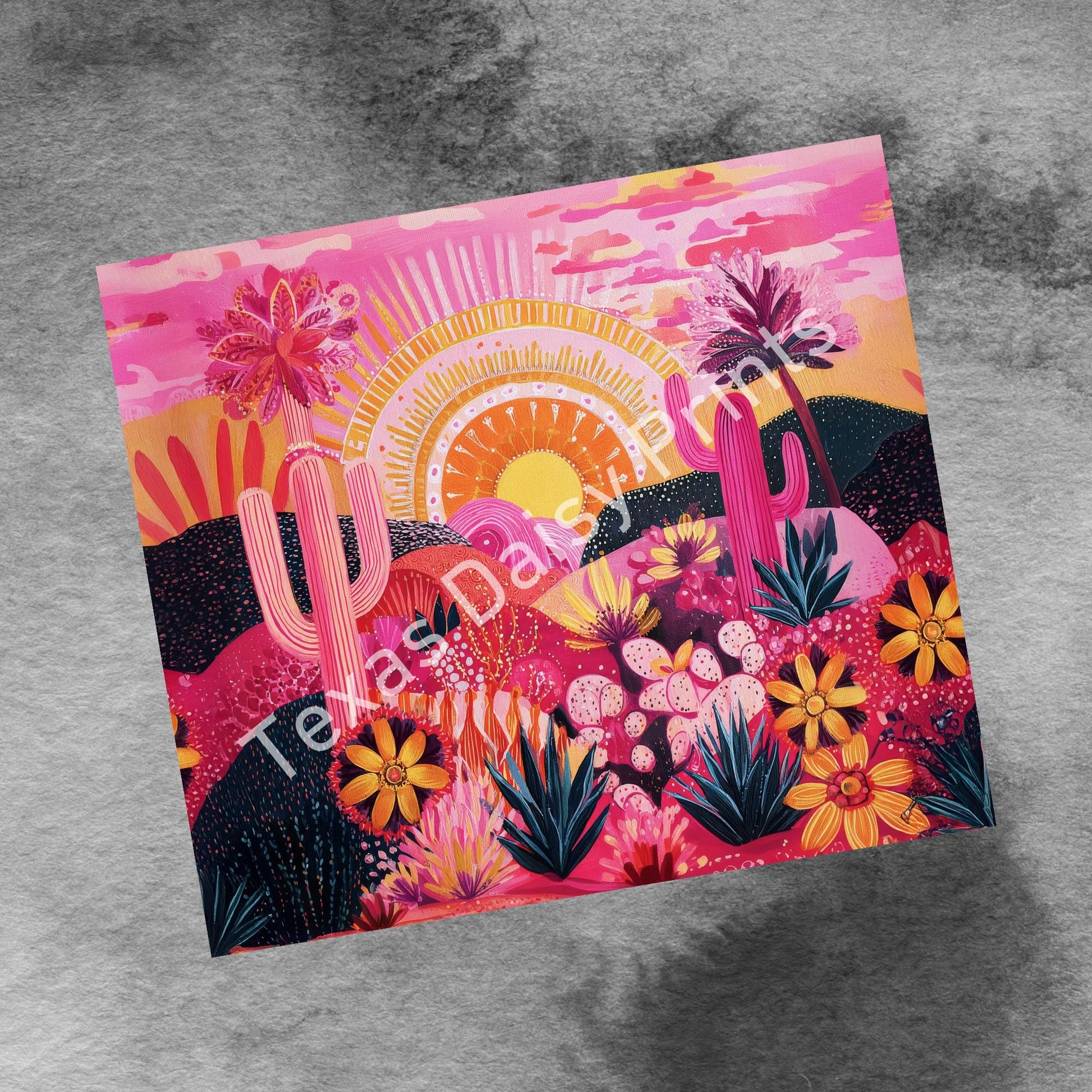 Southwestern Sunrise Sunflowers 20 oz Skinny Tumbler, Seamless South Western Landscape 20oz Seamless Tumbler, Digital Download