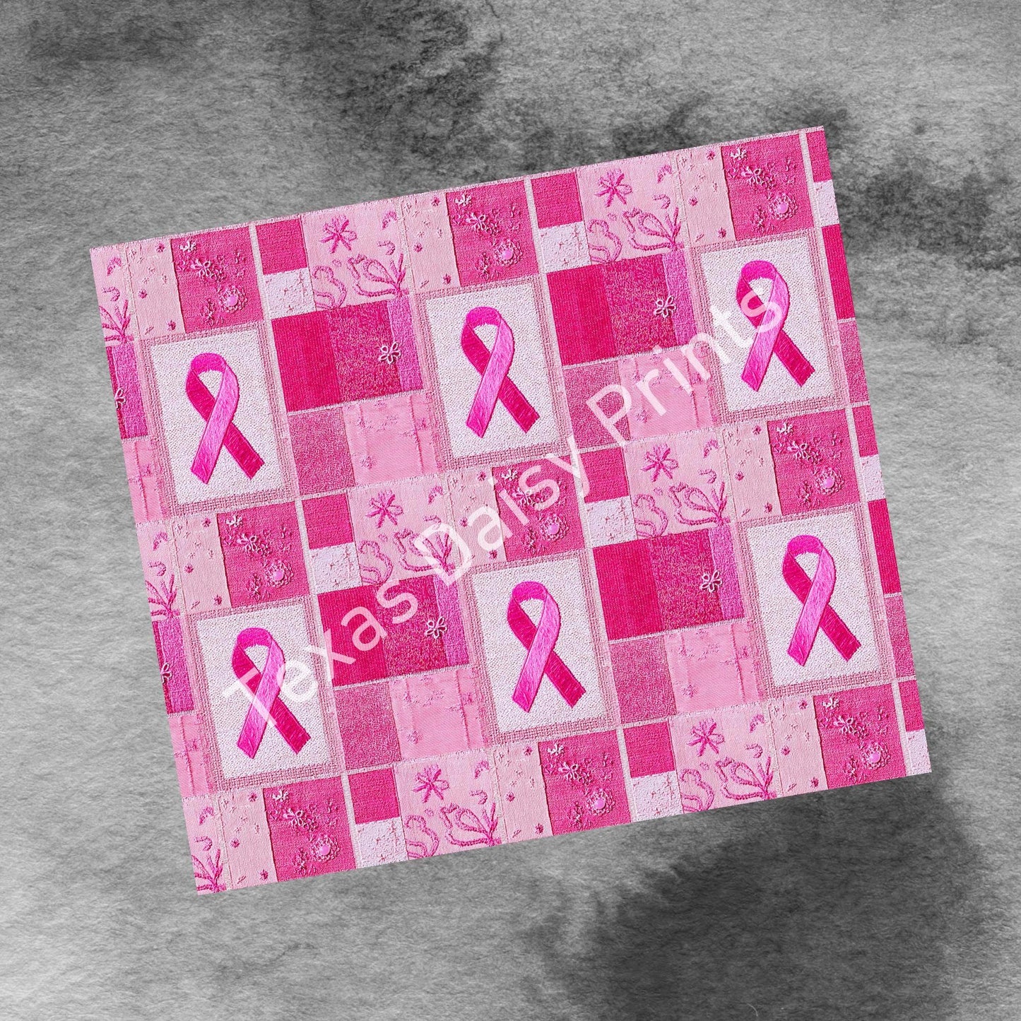 Pink Ribbon Awareness Patchwork Quilt, 20oz Skinny Tumbler Wrap Seamless Breast Cancer Sublimation Design, Digital Download PNG