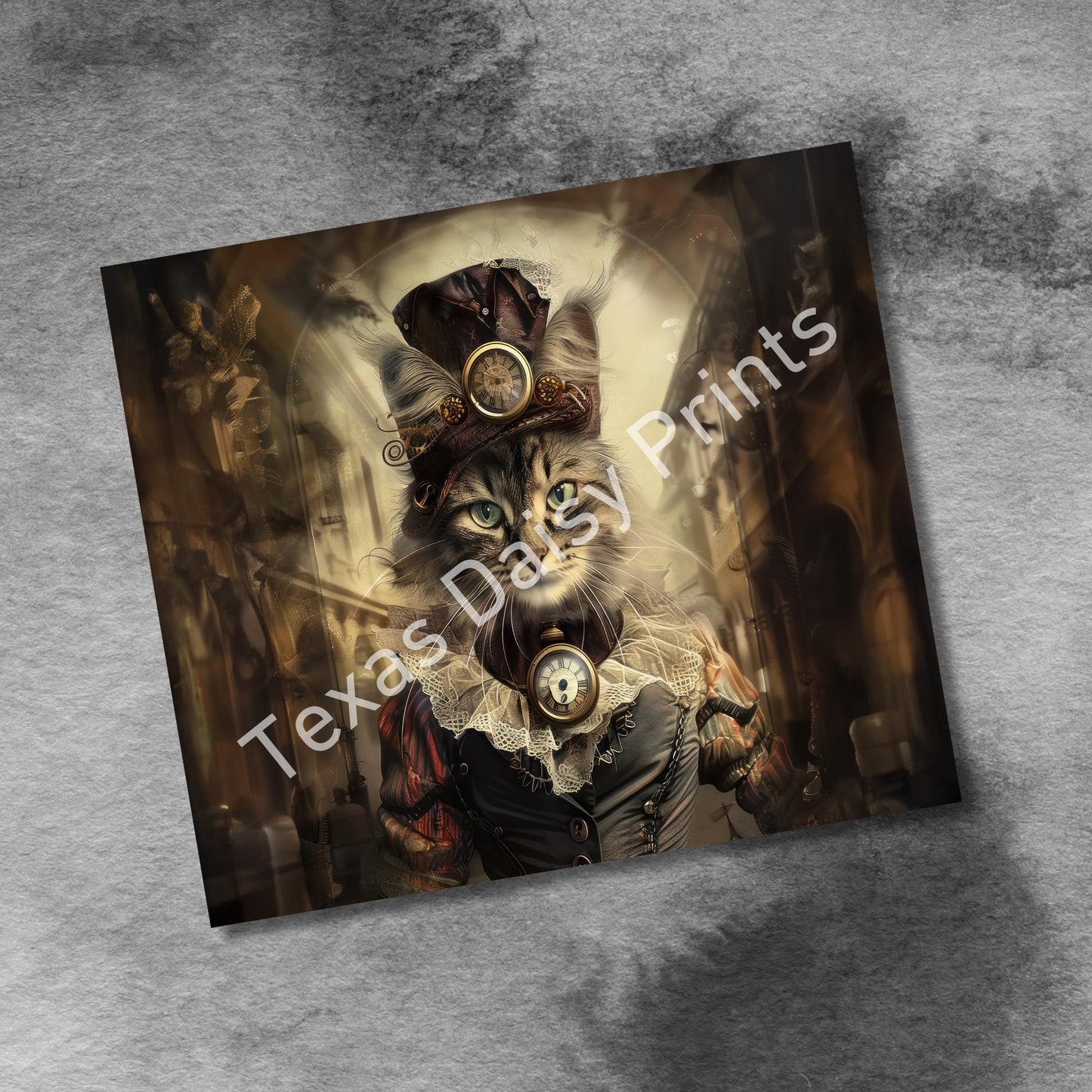 Steampunk Cats 20oz Skinny Tumbler Wrap, Vintage Cats Seamless Sublimation Design Templates, Tumbler Straight PNG Digital Download