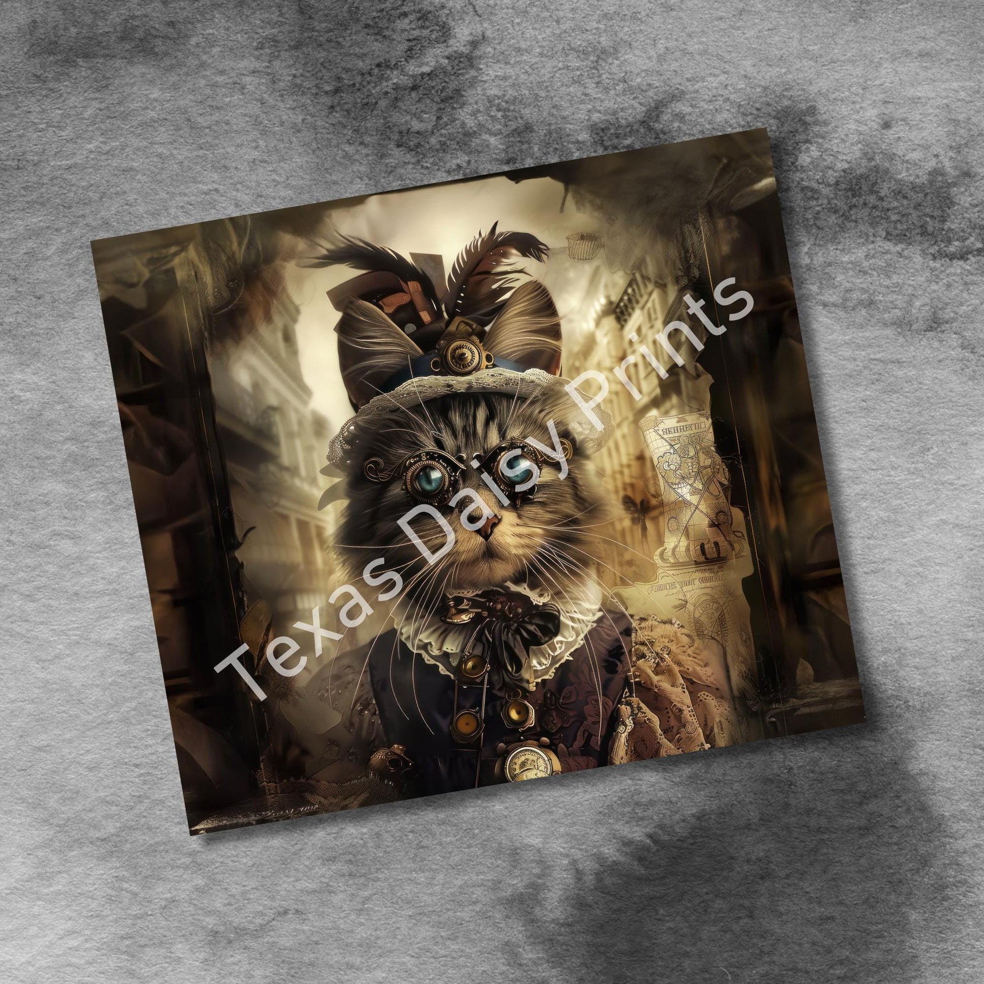 Steampunk Cats 20oz Skinny Tumbler Wrap, Vintage Cats Seamless Sublimation Design Templates, Tumbler Straight PNG Digital Download