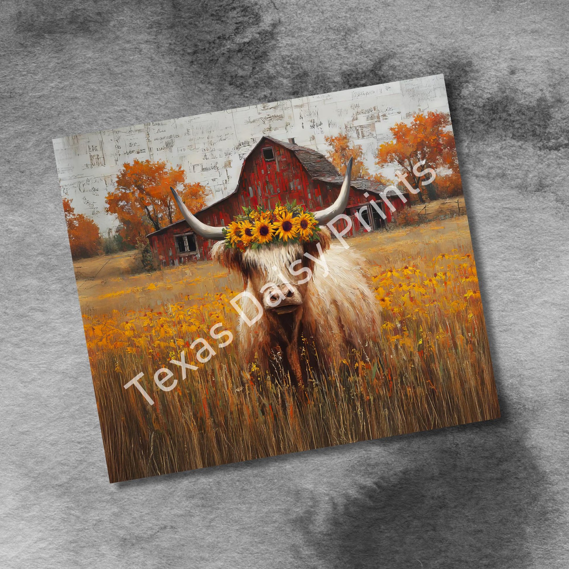 Western Highland Cow, 20 oz Tumbler Wrap Seamless Sunflower Barn Sublimation Tumbler Design, Cow Lover Tumbler Seamless