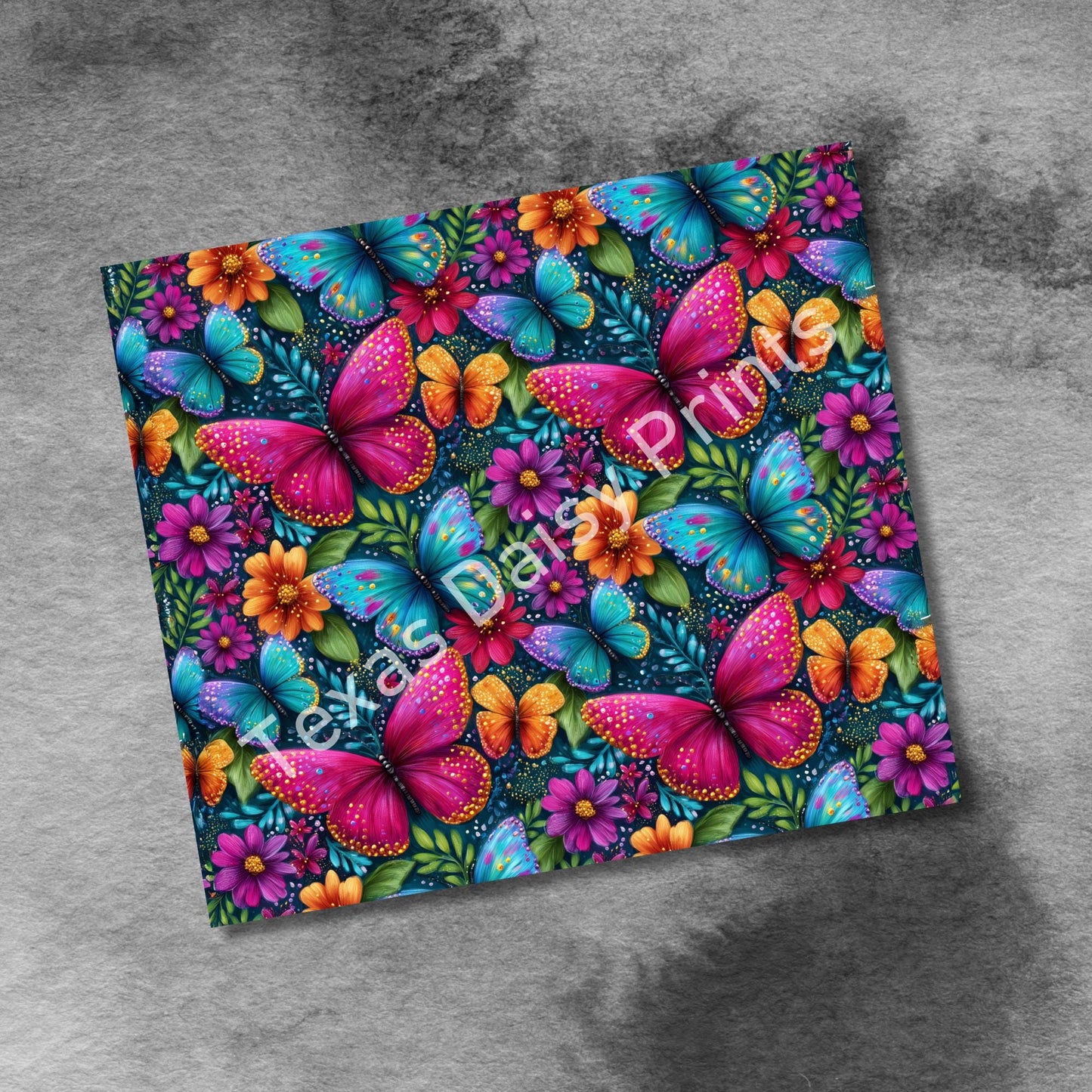 Butterflies 20oz Skinny Tumbler Wrap Png, Seamless Spring Flowers Tumbler Png Floral 20 Oz Tumbler Png Sublimation Design