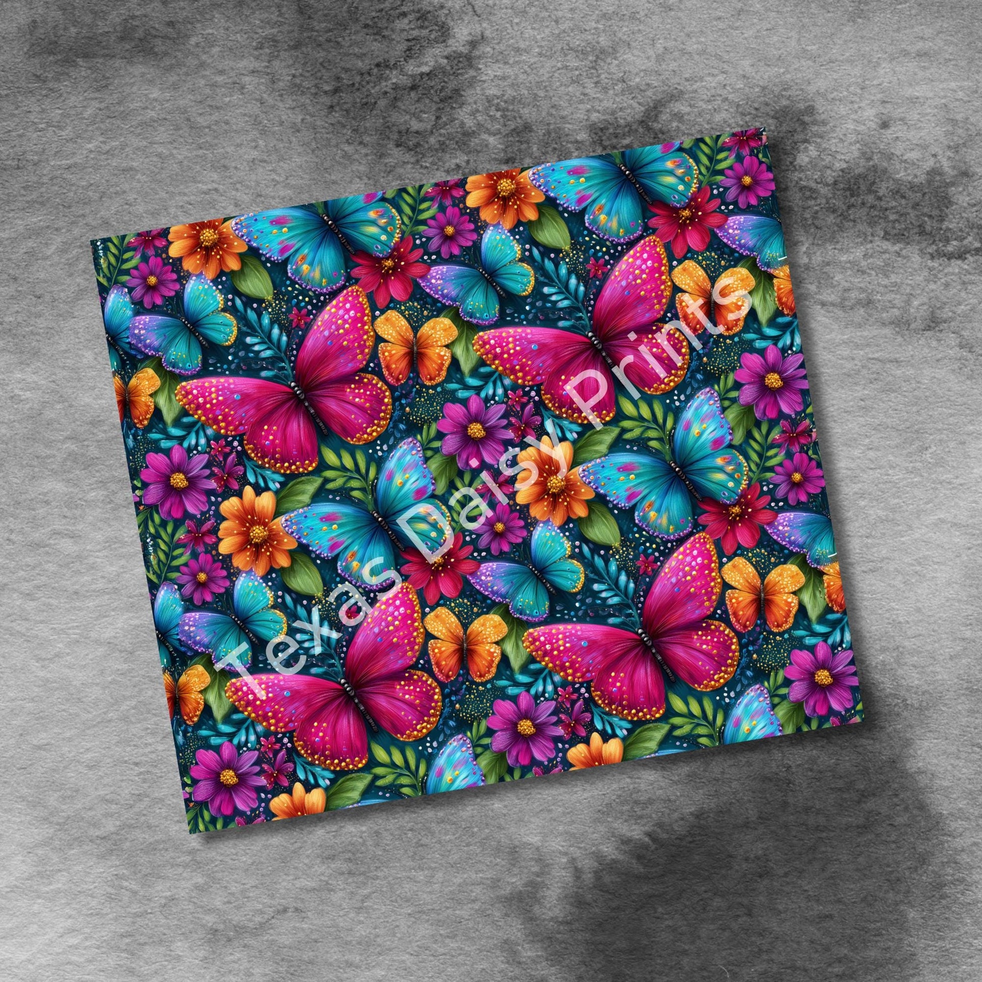 Butterflies 20oz Skinny Tumbler Wrap Png, Seamless Spring Flowers Tumbler Png Floral 20 Oz Tumbler Png Sublimation Design