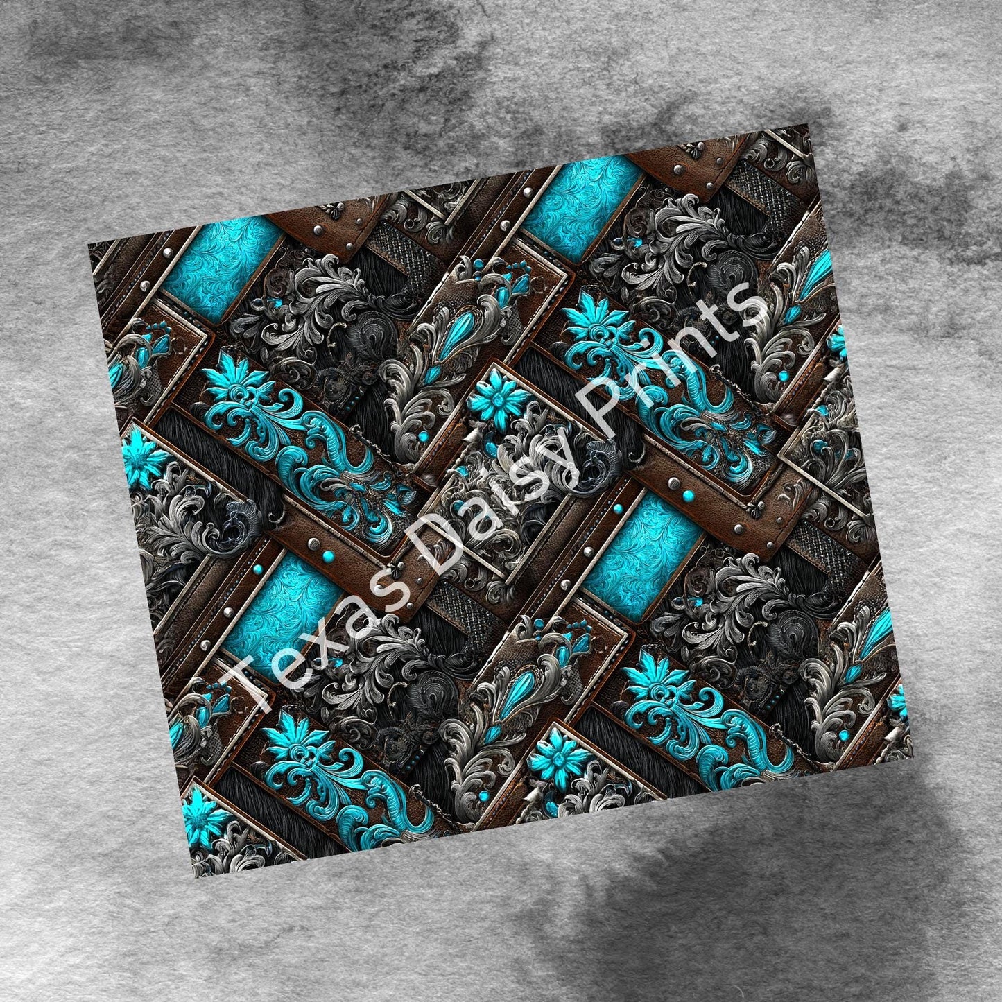 Western Patchwork Leather and Cow Hide 20oz Skinny Tumbler Wrap, Seamless Country Western Sublimation Tumbler PNG Designs