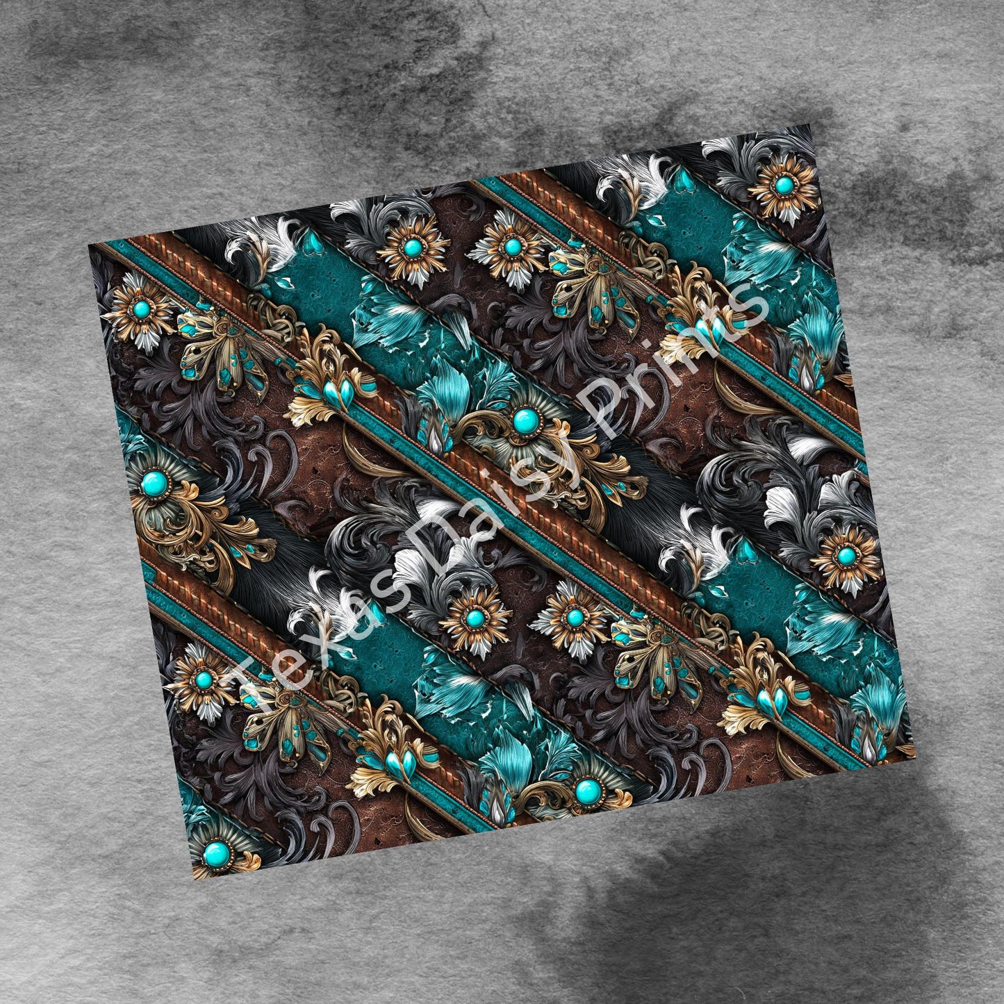 Western Patchwork Leather and Cow Hide 20oz Skinny Tumbler Wrap, Seamless Country Western Sublimation Tumbler PNG Designs