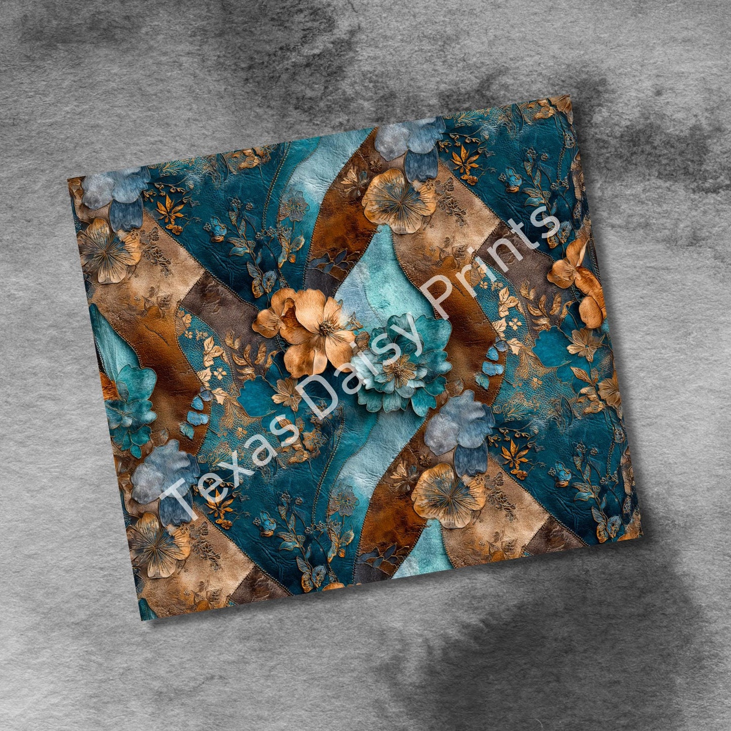 Western Patchwork Leather and Cow Hide 20oz Skinny Tumbler Wrap, Seamless Country Western Sublimation Tumbler PNG Designs