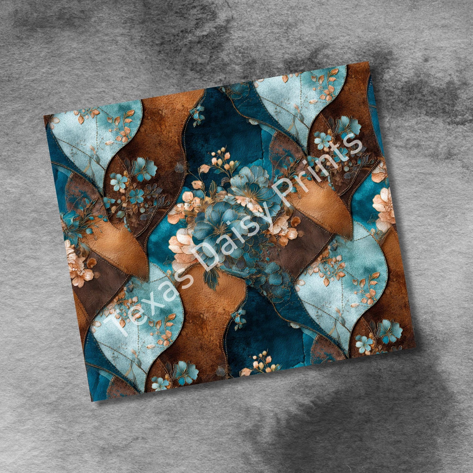 Western Patchwork Leather and Cow Hide 20oz Skinny Tumbler Wrap, Seamless Country Western Sublimation Tumbler PNG Designs