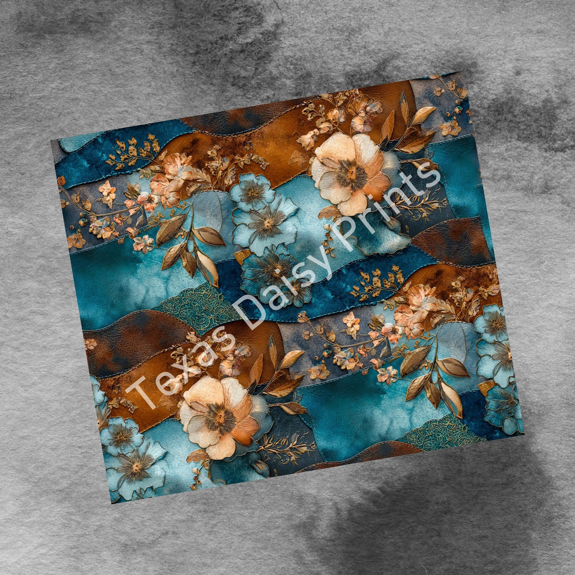 Western Patchwork Leather and Cow Hide 20oz Skinny Tumbler Wrap, Seamless Country Western Sublimation Tumbler PNG Designs