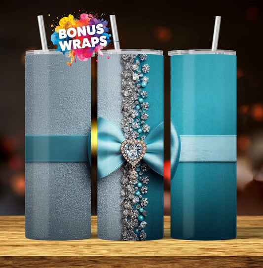 Bling Sparkle Coquette Bow and Jewels Glam Tumbler Wrap, 20oz Skinny Tumbler Sublimation Design PNG, Seamless Tumbler, PNG Digital Download