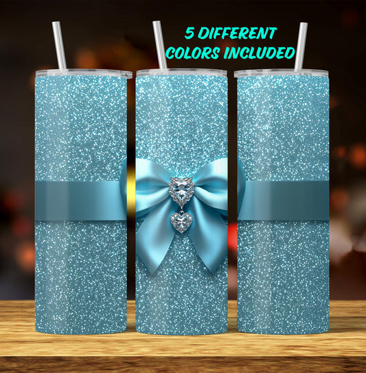 Coquette Bow Sparkle Jewels Glam, 20oz Skinny Tumbler Wrap Seamless Sublimation Design PNG, Digital Download