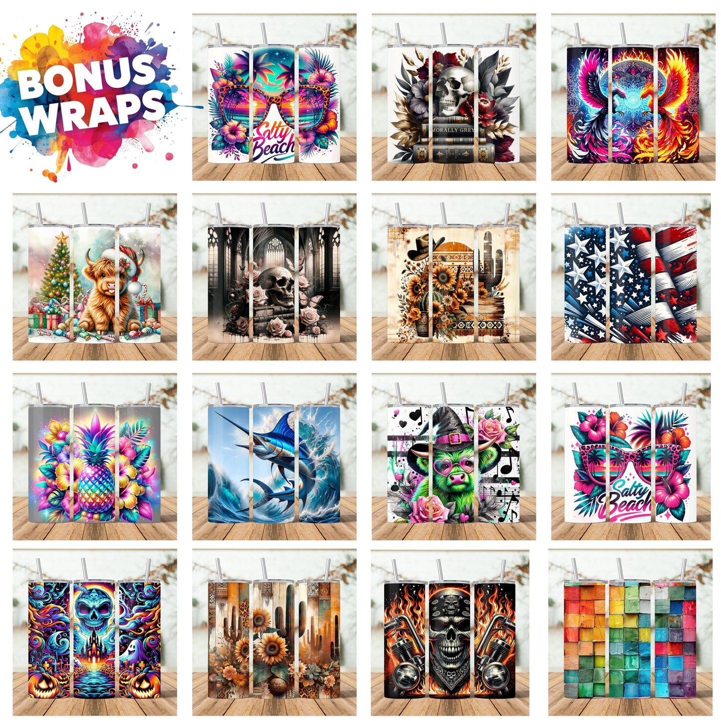 Watercolor Colorful Circles 20oz Tumbler Wrap, Seamless Geometric Sublimation Design Templates, 20oz Straight PNG Digital Download