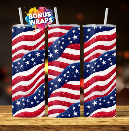 Patriotic Stars and Stripes 20oz Skinny Tumbler Seamless American Flag, 4th of July Sublimation Templates,PNG Digital Download