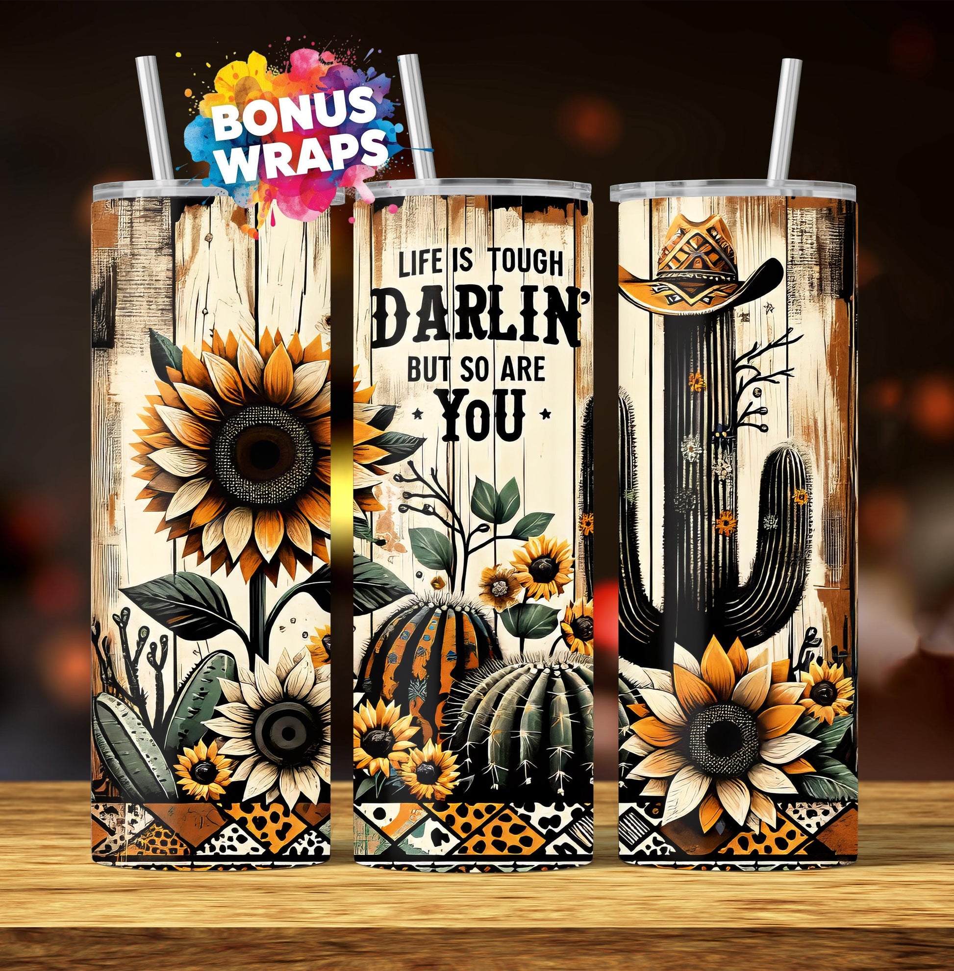 Western Lift is Tough Darlin 20 oz Skinny Tumbler, Southwestern 20oz Seamless Tumbler, Sublimation Digital Download