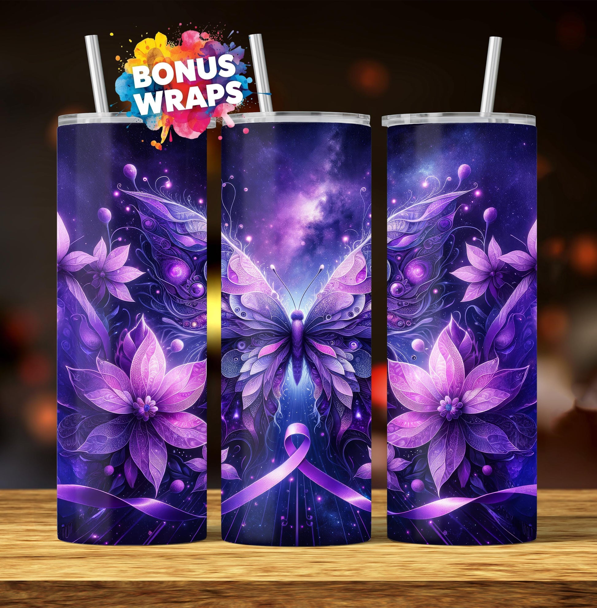 Lupus, Alzheimers Awareness Survivor 20 oz Skinny Tumbler Seamless Sublimation Design Digital Download PNG, Purple Ribbon Awareness Tumbler
