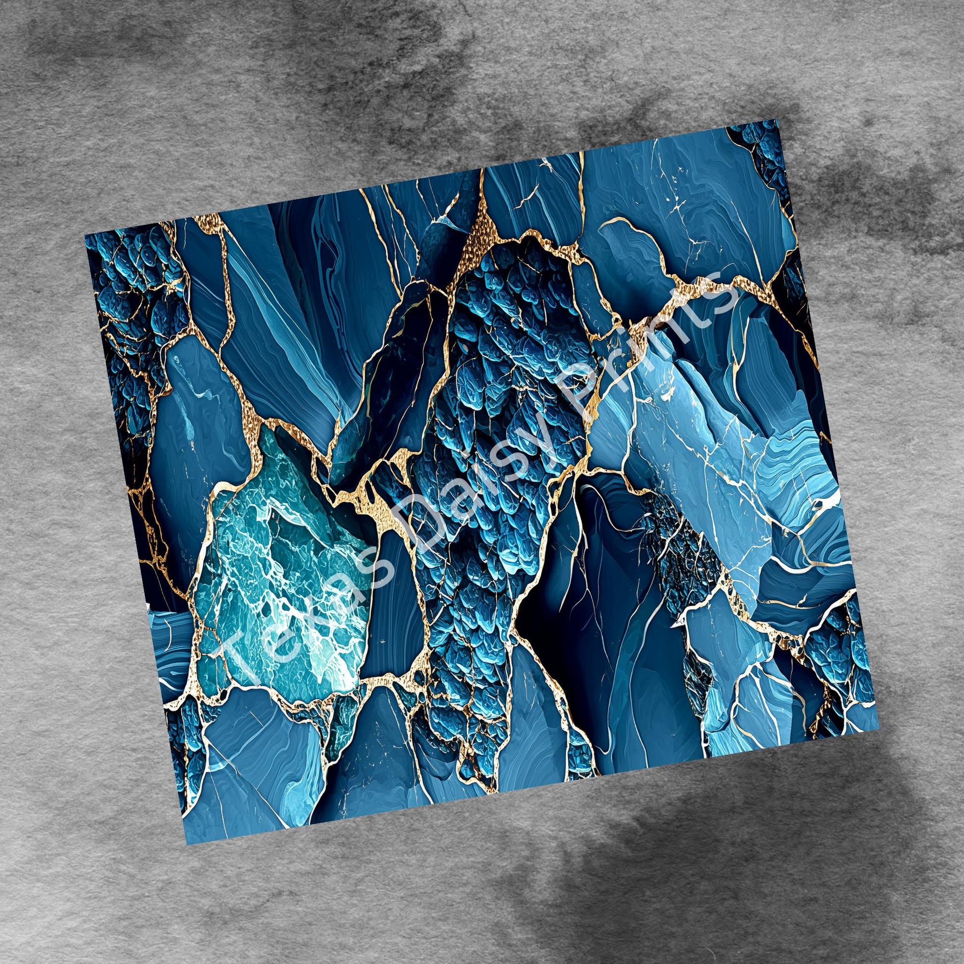 Marble 20oz Skinny Tumbler Wrap, Blue Gold Marble Seamless Sublimation Design Templates, Girly Tumbler PNG Digital Download