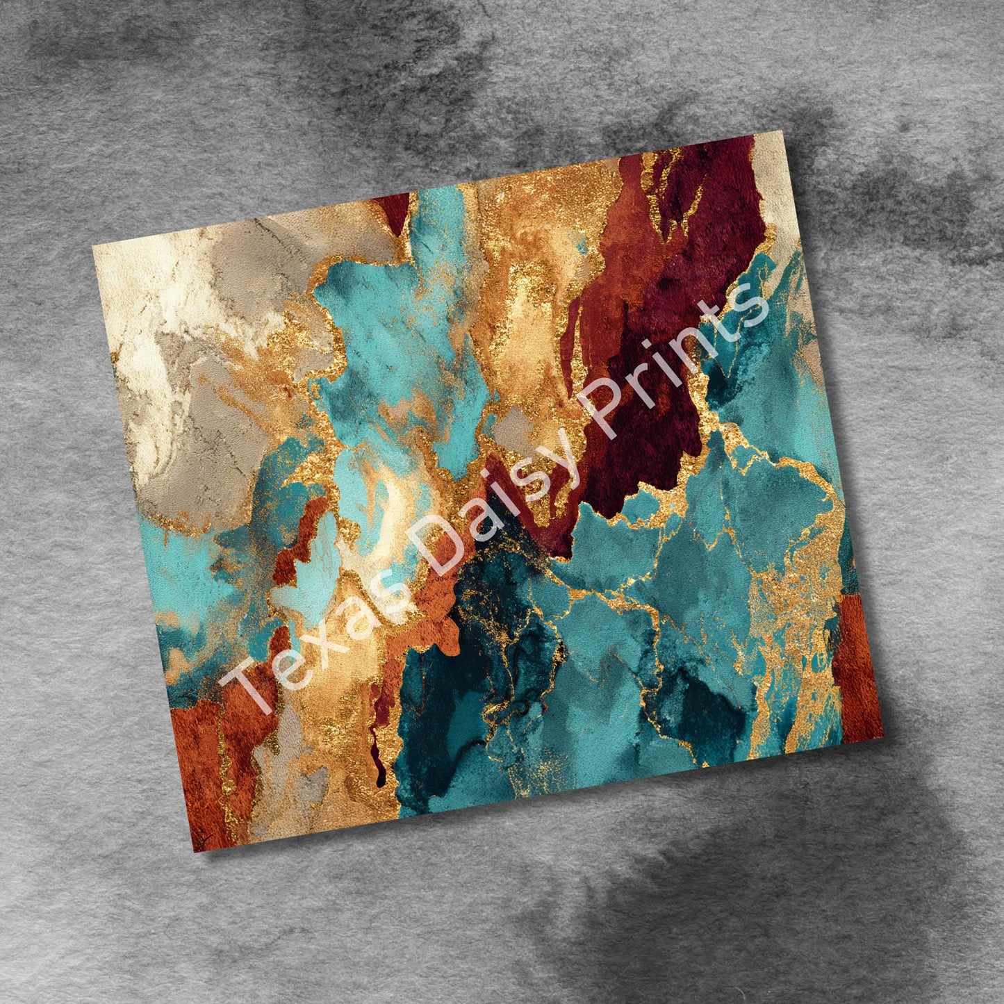Marble 20oz Skinny Tumbler Wrap, Teal Brown Gold Marble Seamless Sublimation Design Templates, Girly Tumbler PNG Digital Download