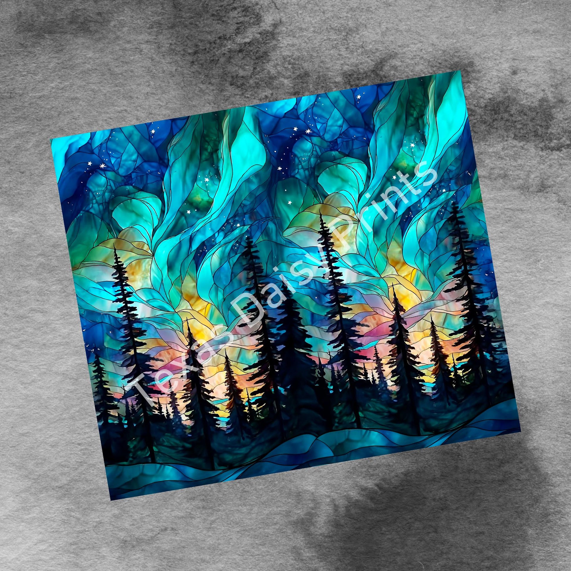 3D Northern Lights 20oz Tumbler Wrap Png Tumbler, Forest CampingTumbler Seamless Sublimation Design