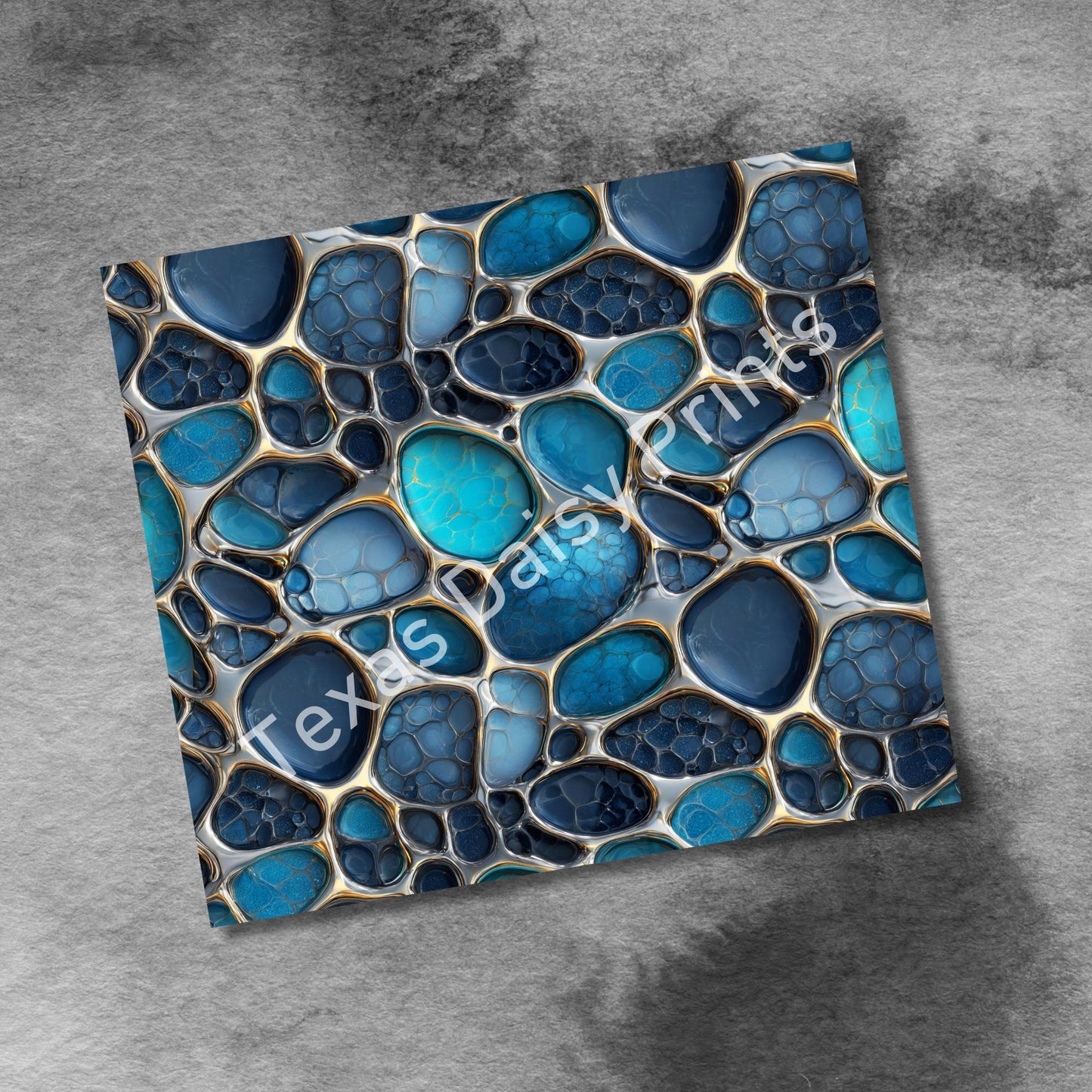 Marble Stain Glass 20oz Skinny Tumbler Wrap, Blue Gold Marble Seamless Sublimation Design Templates, Girly Tumbler PNG Digital Download