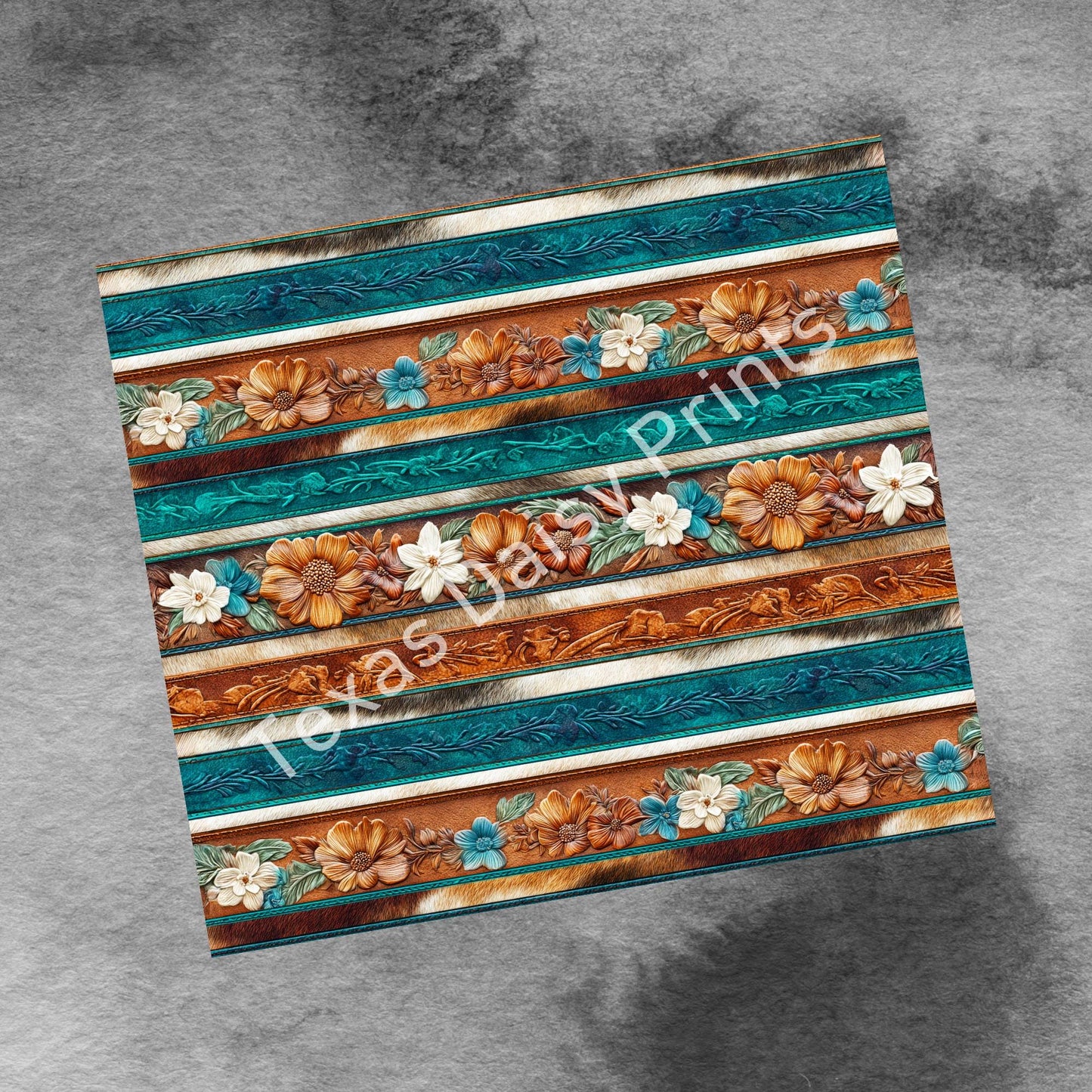 Western Leather and Cow Hide 20oz Skinny Tumbler Wrap, Seamless Country Western Sublimation Tumbler PNG Designs