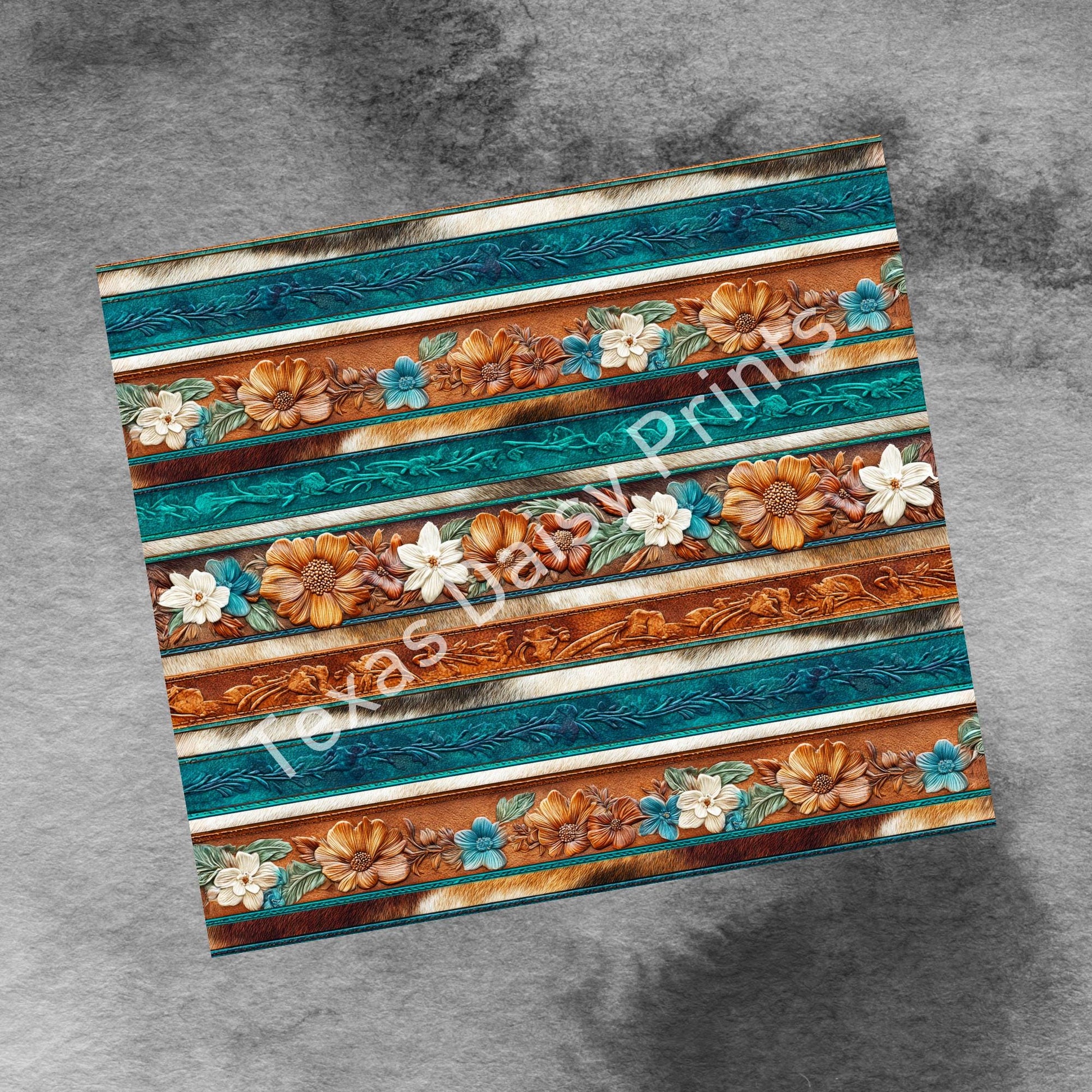 Western Leather and Cow Hide 20oz Skinny Tumbler Wrap, Seamless Country Western Sublimation Tumbler PNG Designs