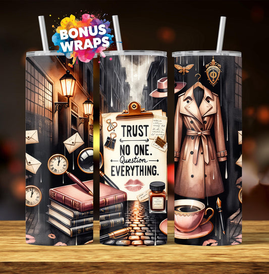 True Crime Detective 20oz Tumbler Wrap PNG, 20oz Skinny Sublimation, Detective Party, Sarcasm Saying Digital Download