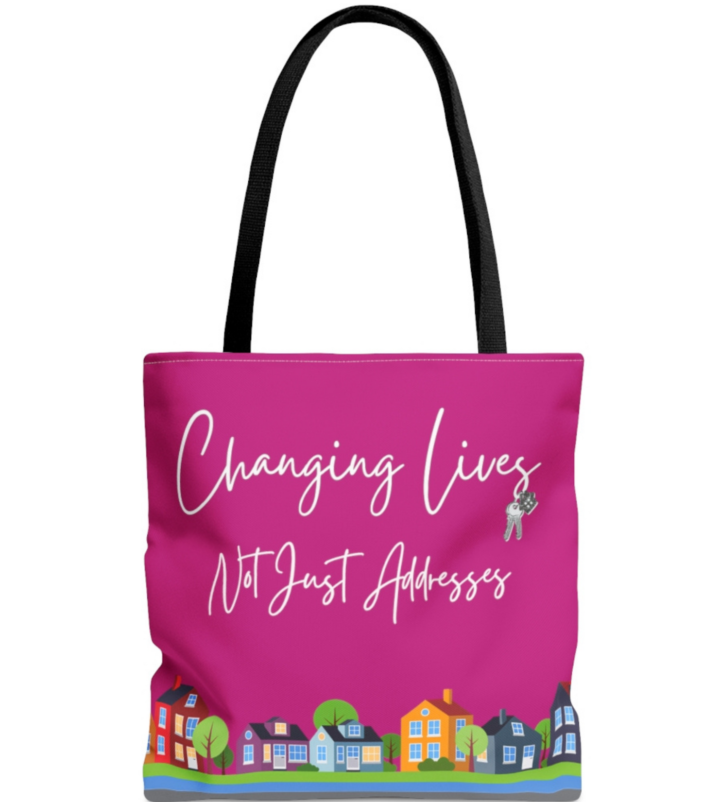 Changing Lives Not Just Addresses White Writing - Canvas Tote 3 Sizes