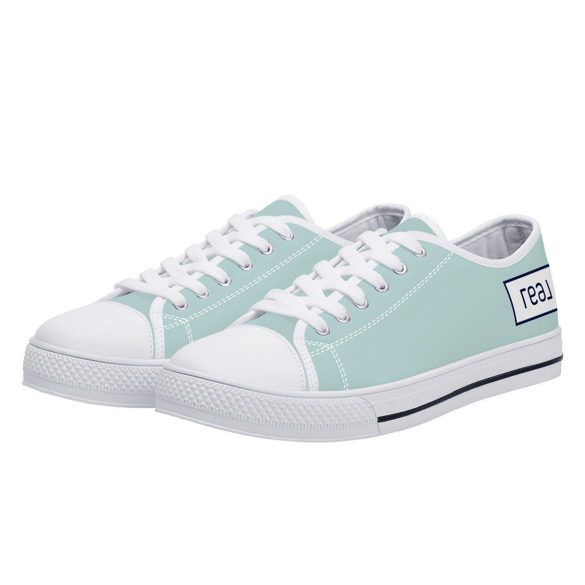 Real White Logo on Aqua Background Canvas Sneakers