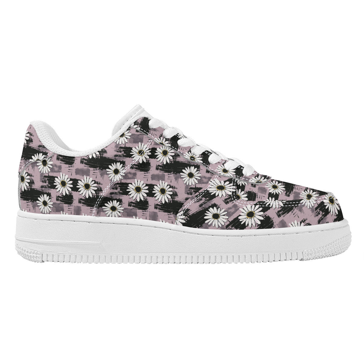 Edgy Daisy Dream with Pink and Black Grunge Unisex Air Force Sneakers