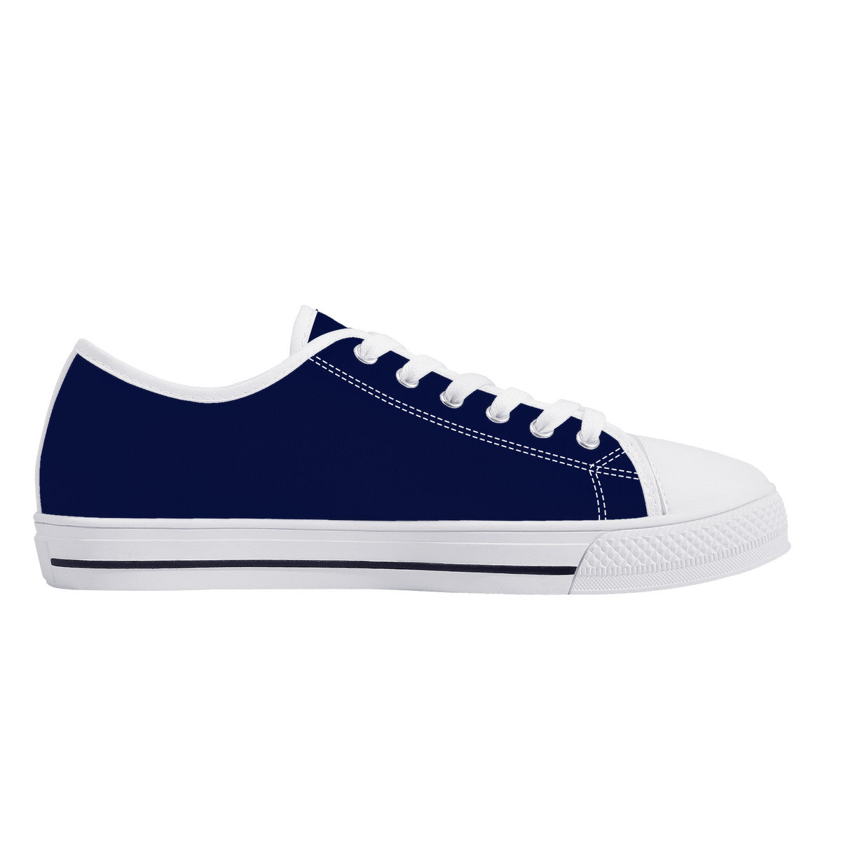 Real Logo in White on Navy Background Canvas Sneakers