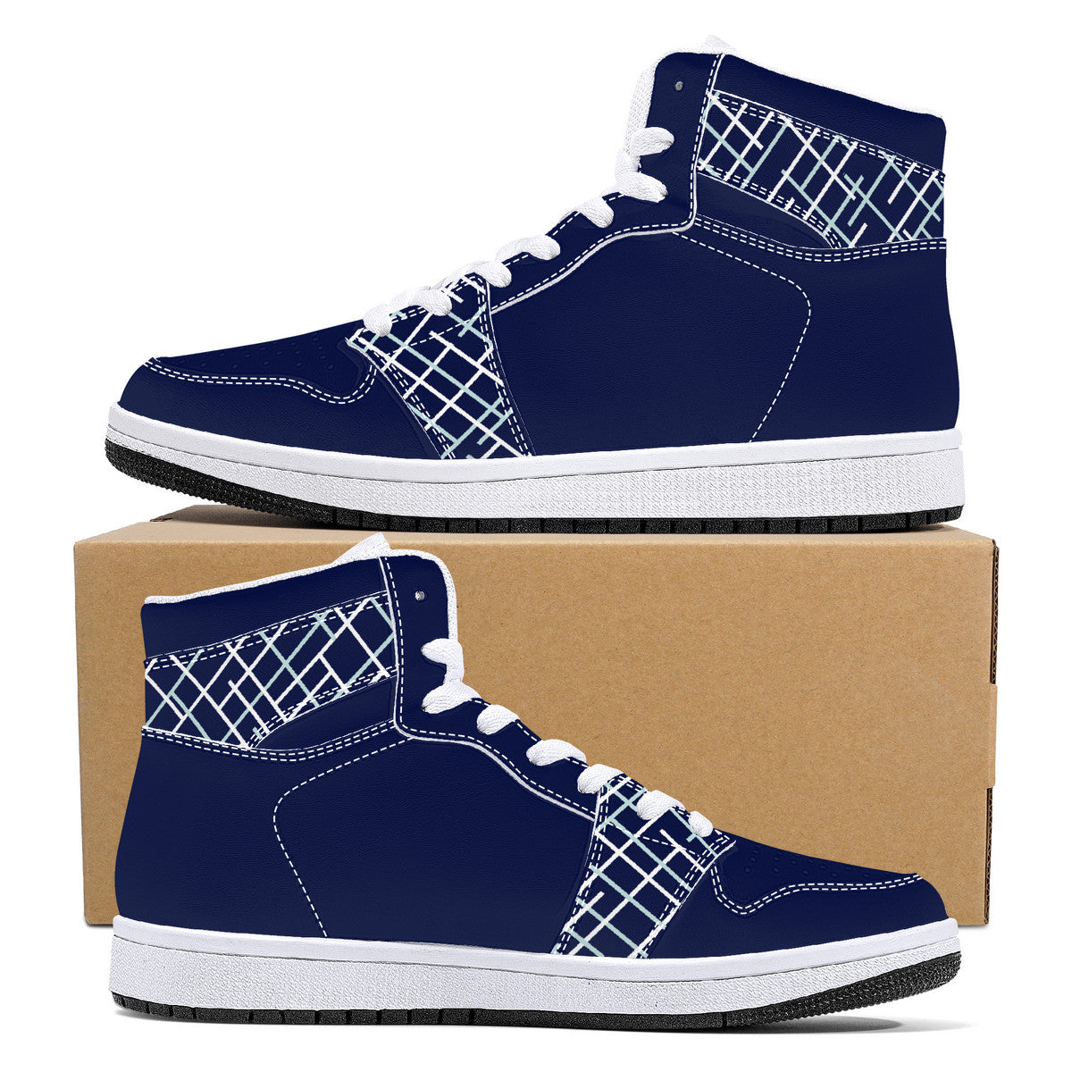 Navy with Abstract Design High-Performance Basketball Shoes