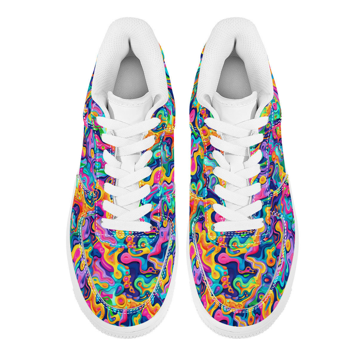 Colorful Psychedelic Waves Abstract 3D Design Unisex Air Force Sneakers