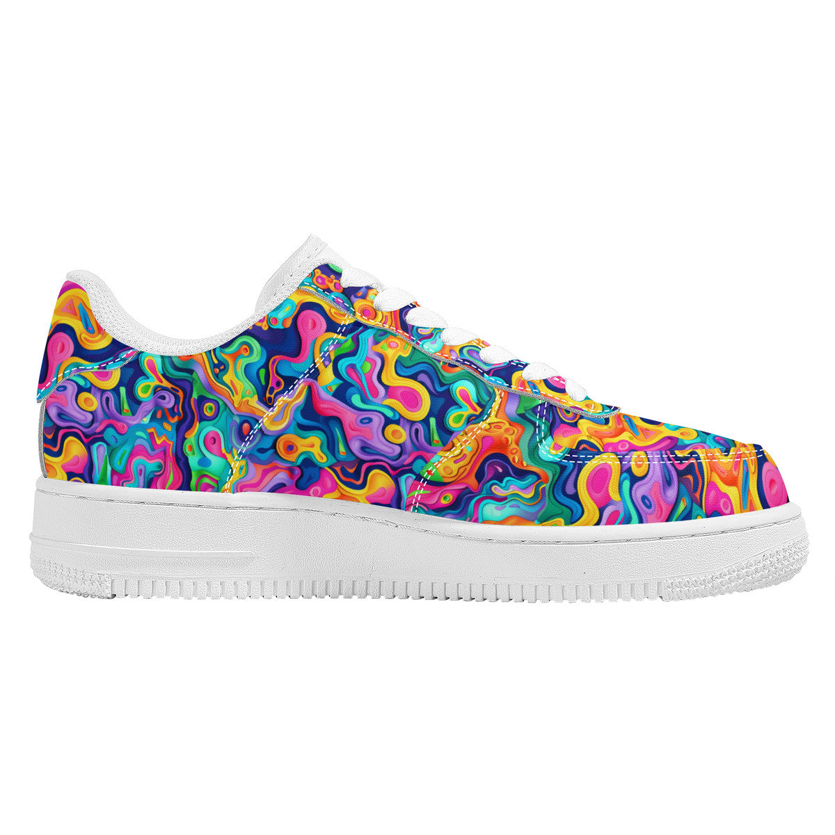 Colorful Psychedelic Waves Abstract 3D Design Unisex Air Force Sneakers