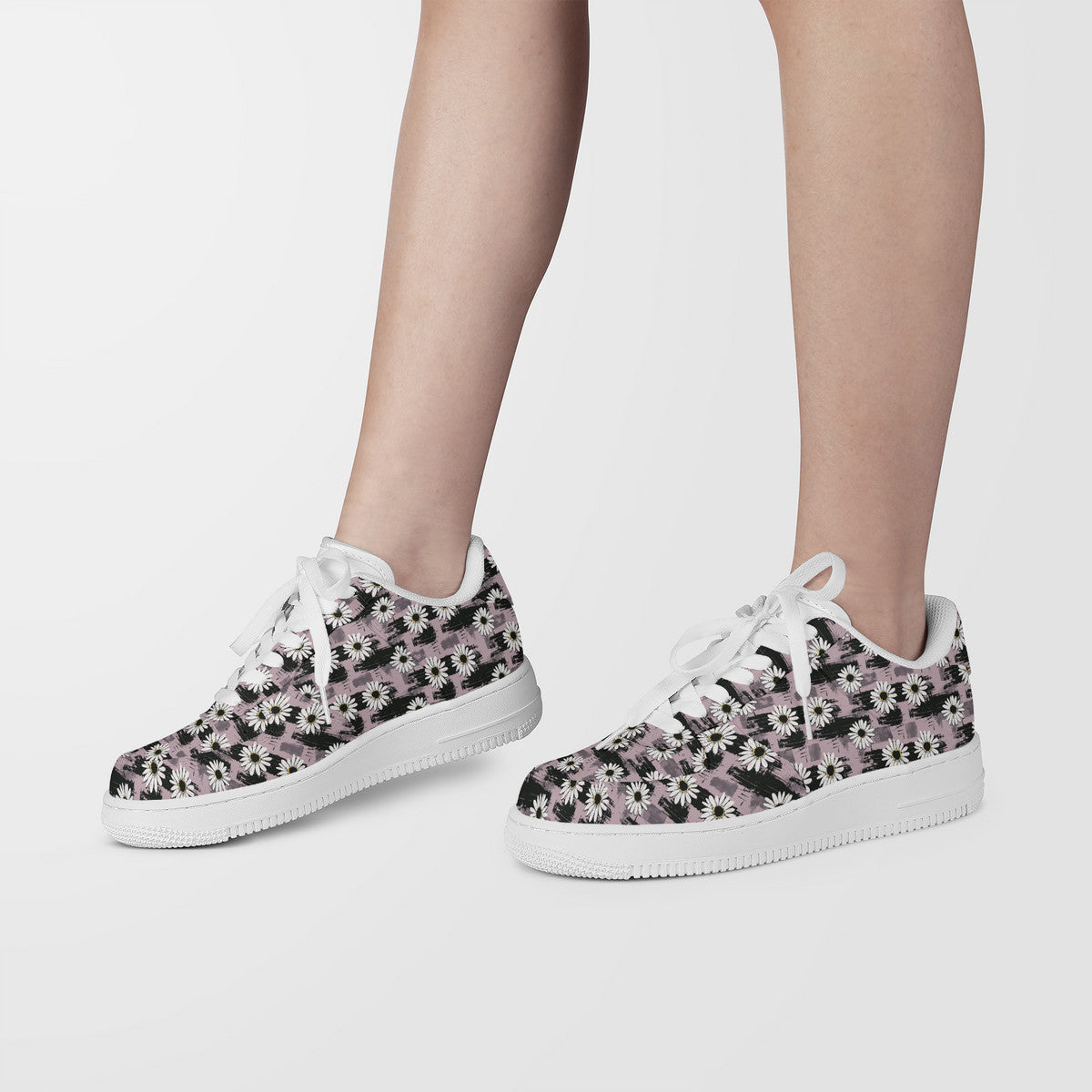 Edgy Daisy Dream with Pink and Black Grunge Unisex Air Force Sneakers