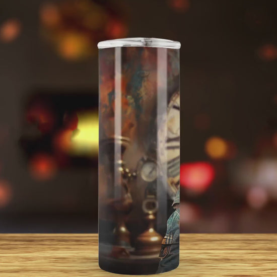 Steampunk Dogs 20oz Skinny Tumbler Wrap, Vintage Dog Seamless Sublimation Design Templates, Tumbler Straight PNG Digital Download