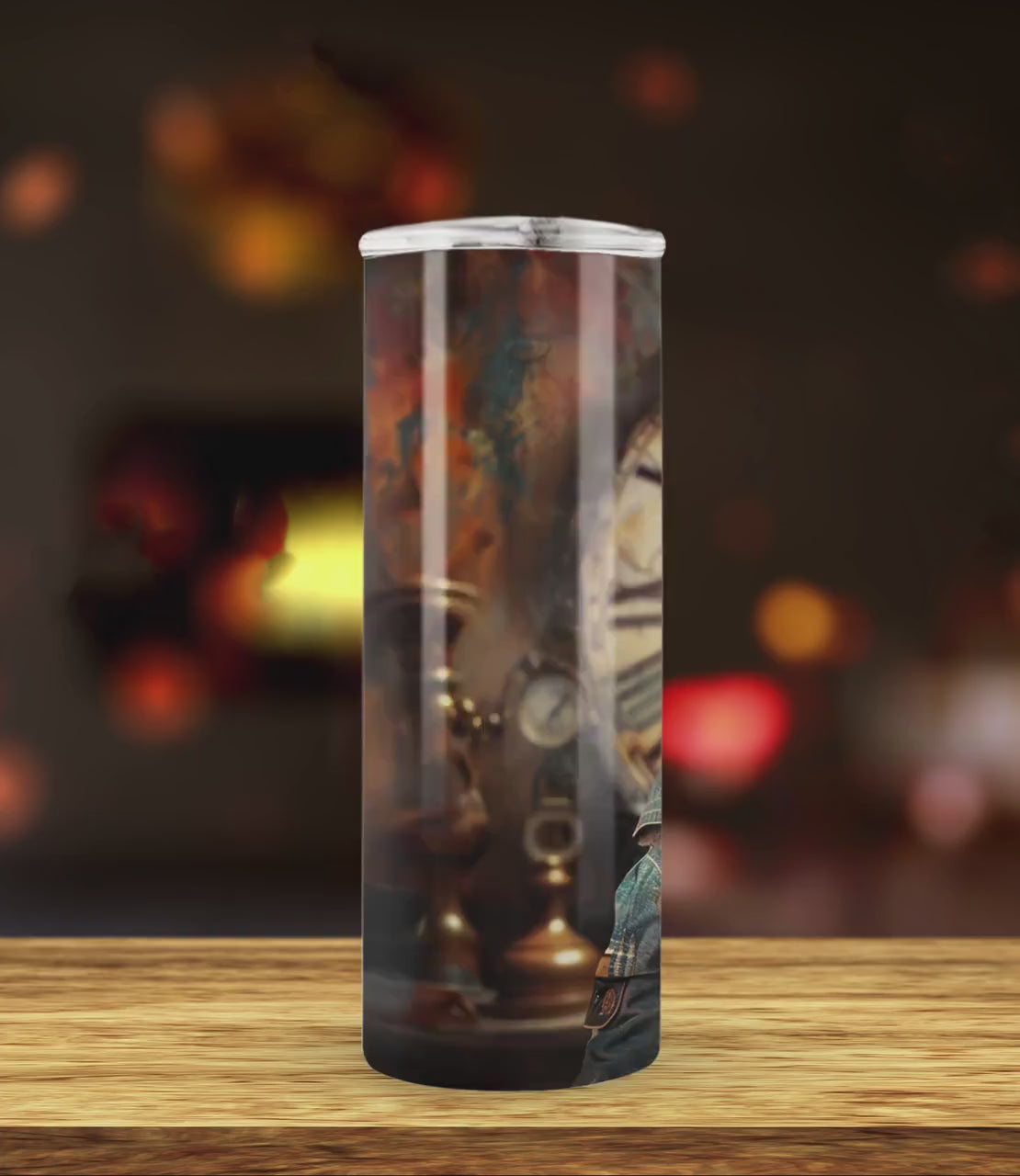 Steampunk Dogs 20oz Skinny Tumbler Wrap, Vintage Dog Seamless Sublimation Design Templates, Tumbler Straight PNG Digital Download