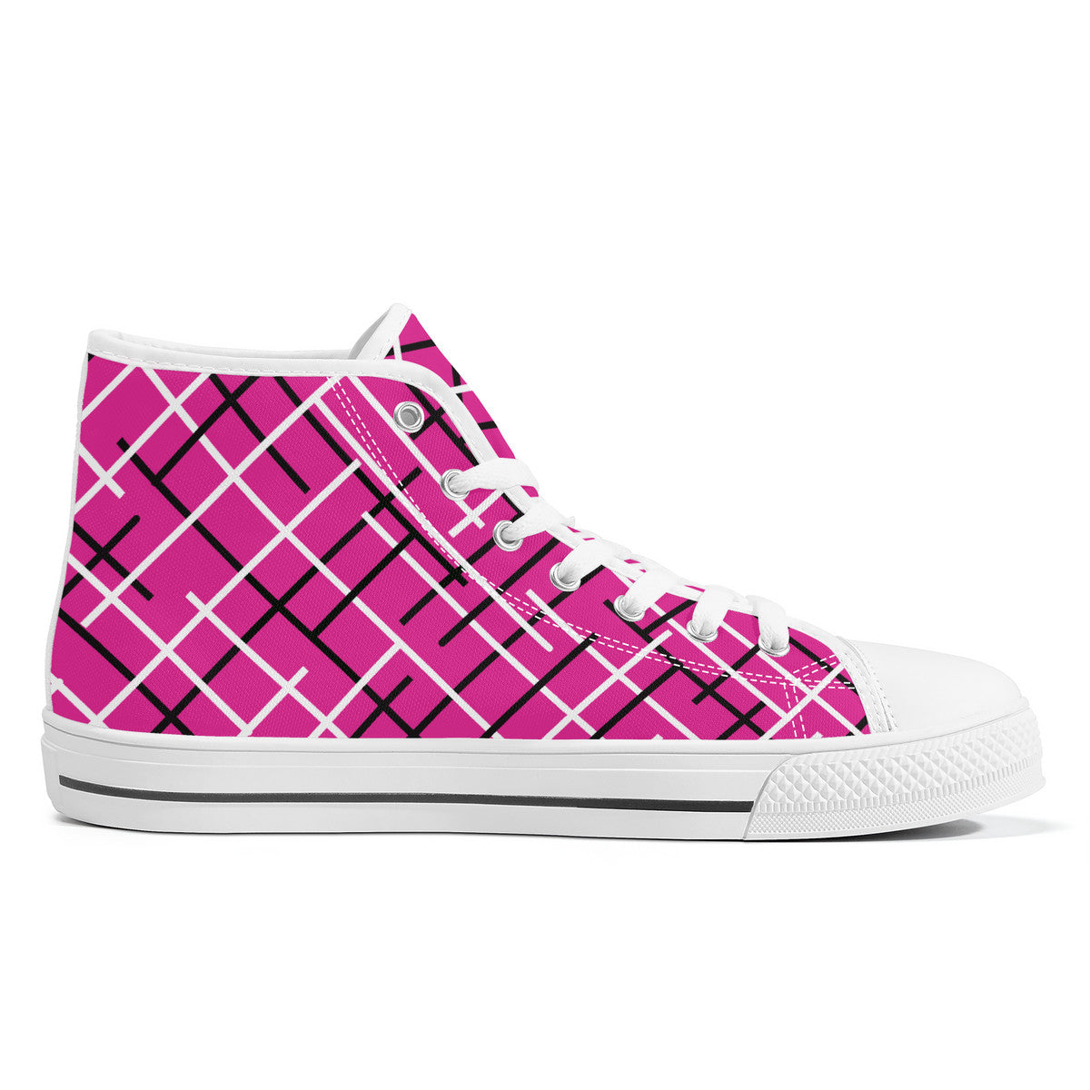 Work Hard Be Kind - Pink w/ Lines Converse Style High Tops