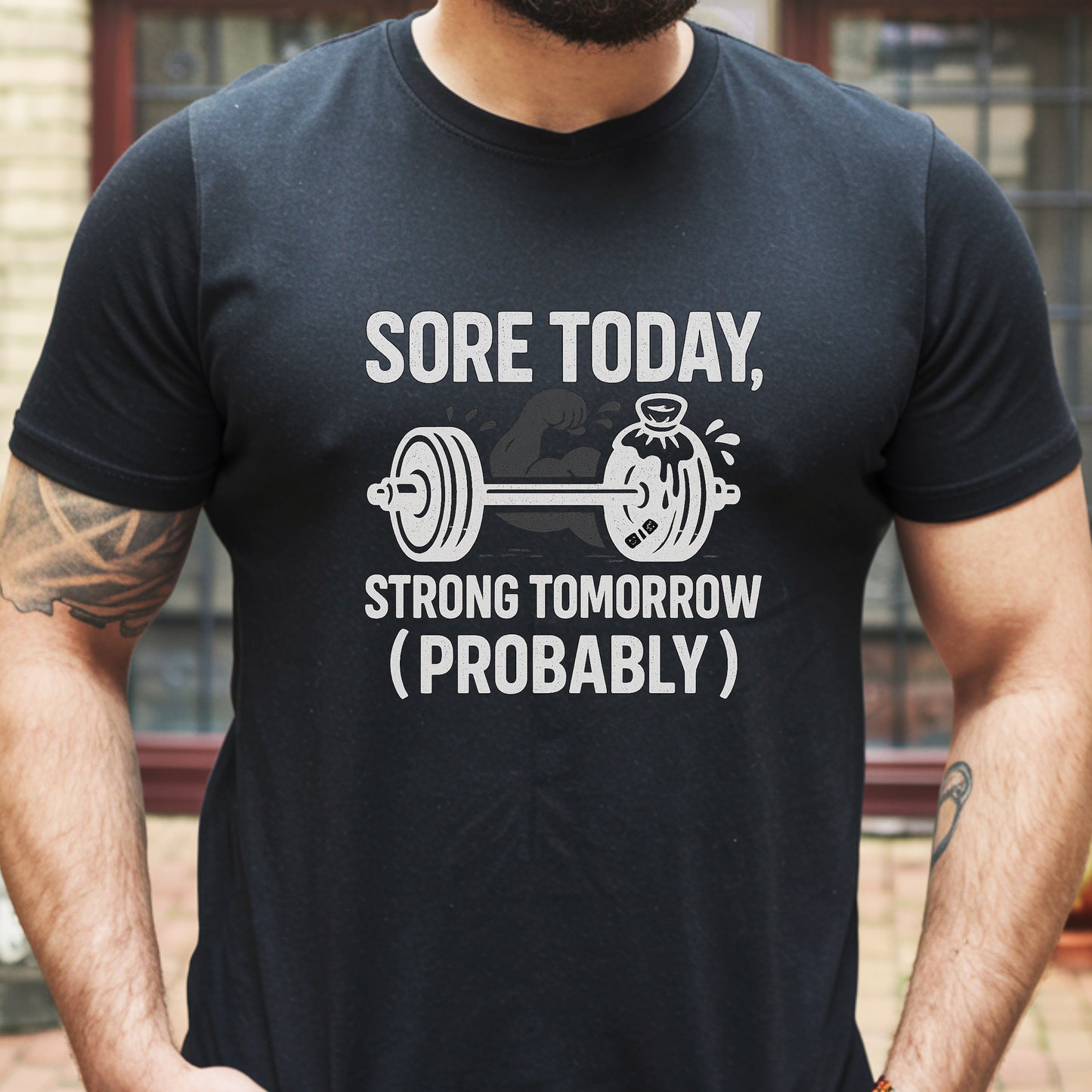 Funny Workout T-Shirt, Sore Today Strong Tomorrow Workout Classic Unisex Jersey Short Sleeve